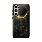 Moonlit Crescent Tough Samsung Galaxy Case | Gold Stars Night Sky