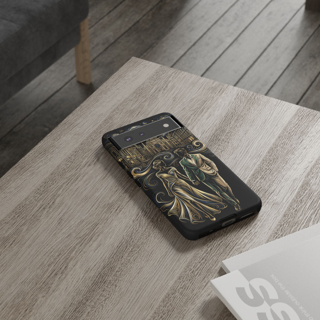 Romantic Night Walk Google Pixel Phone Case | Elegant Couple Art