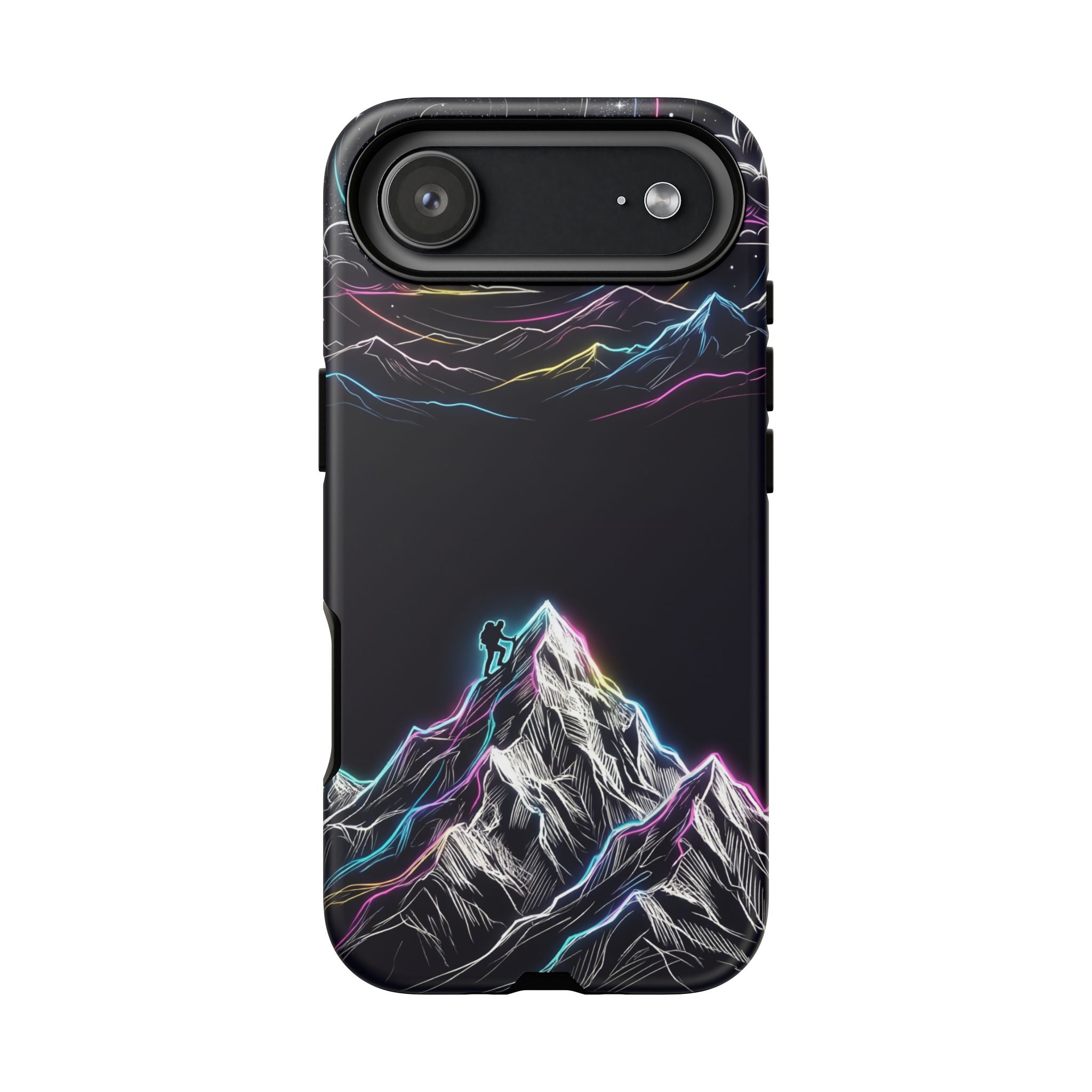 Mount Everest Neon iPhone Case | Dark Cosmic Climber Protective Cover