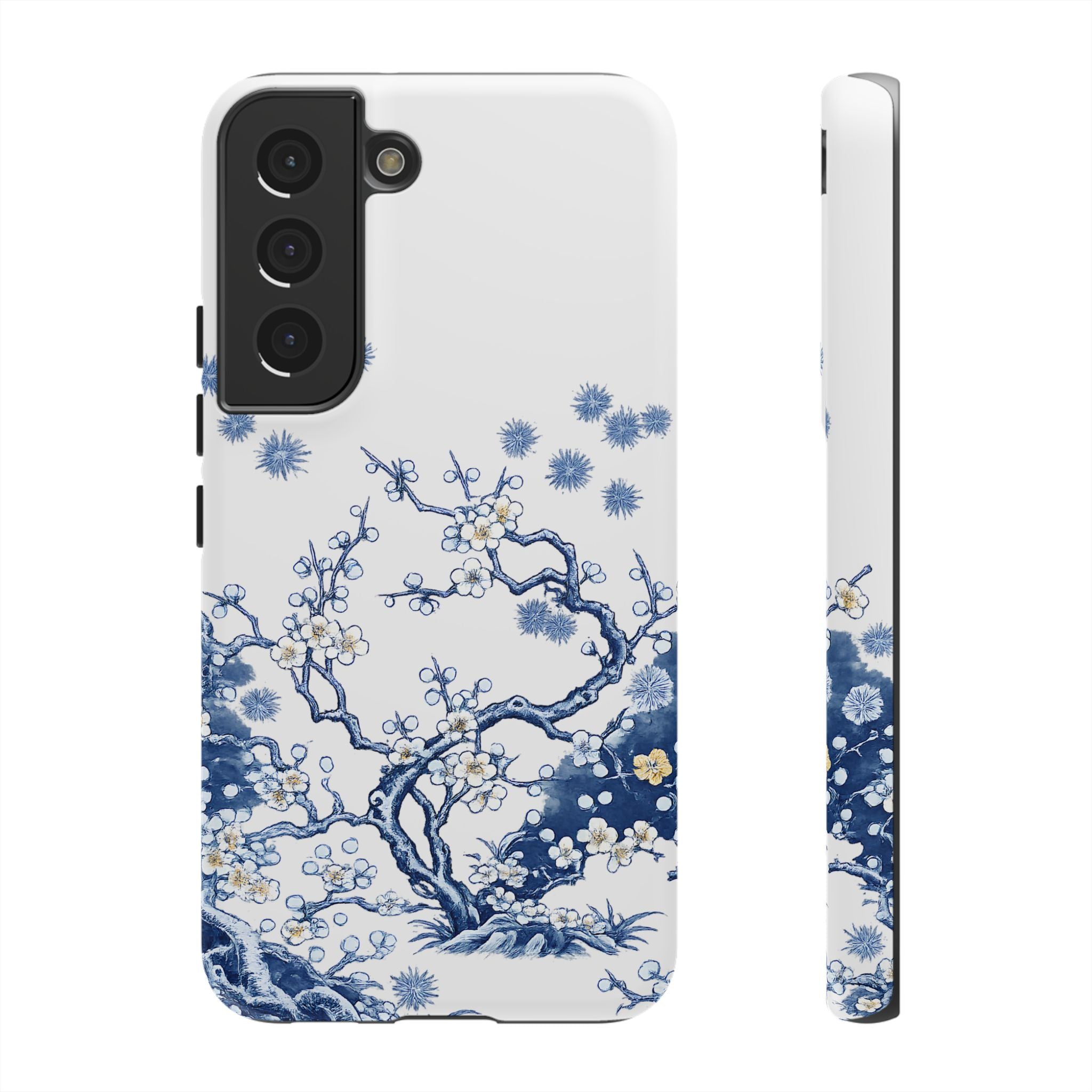 Vintage Blue White Porcelain Samsung Galaxy Phone Case | Chinoiserie Floral Tough Cover