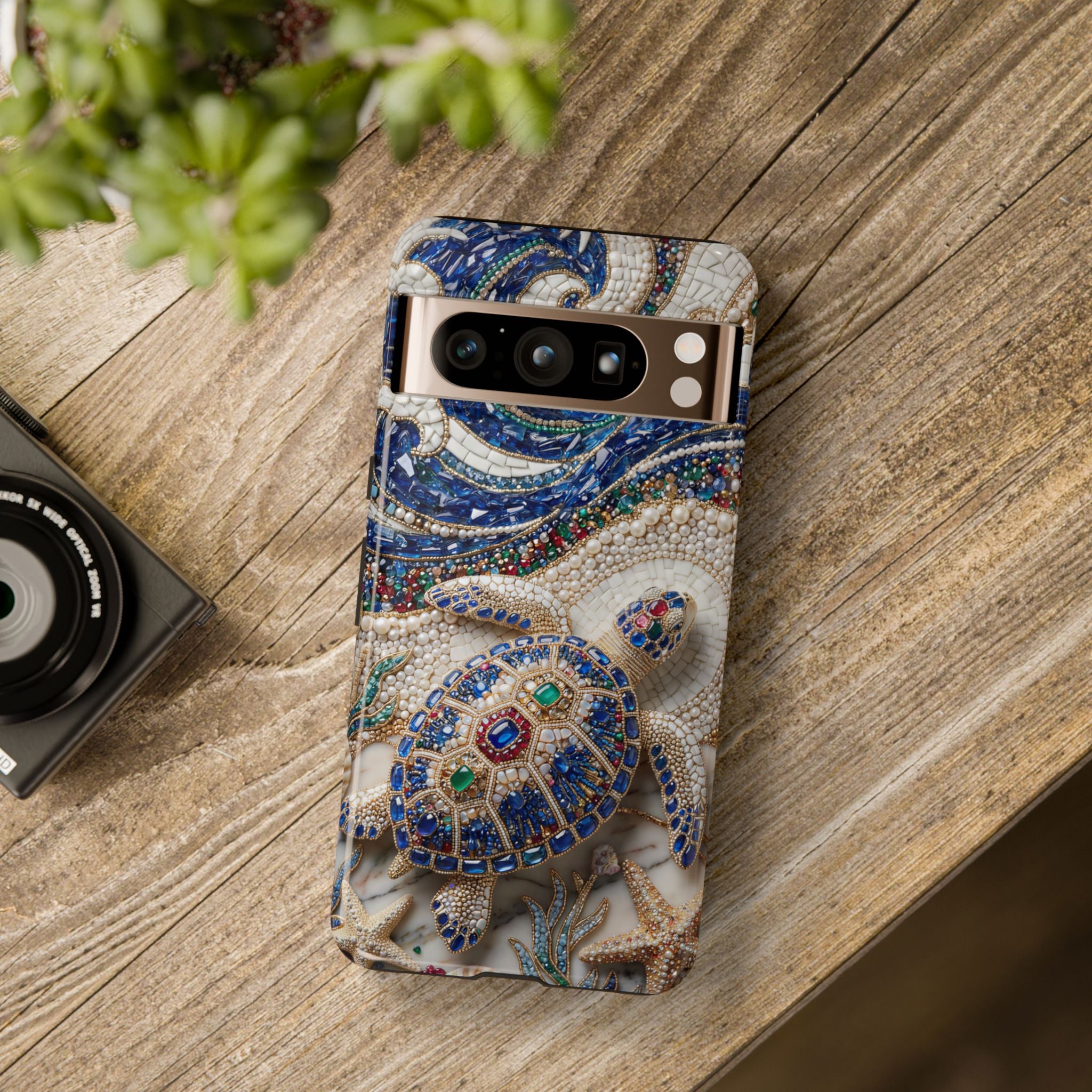 Sea Turtle Mosaic Google Pixel Phone Case – Decorative Ocean Art Protective Case