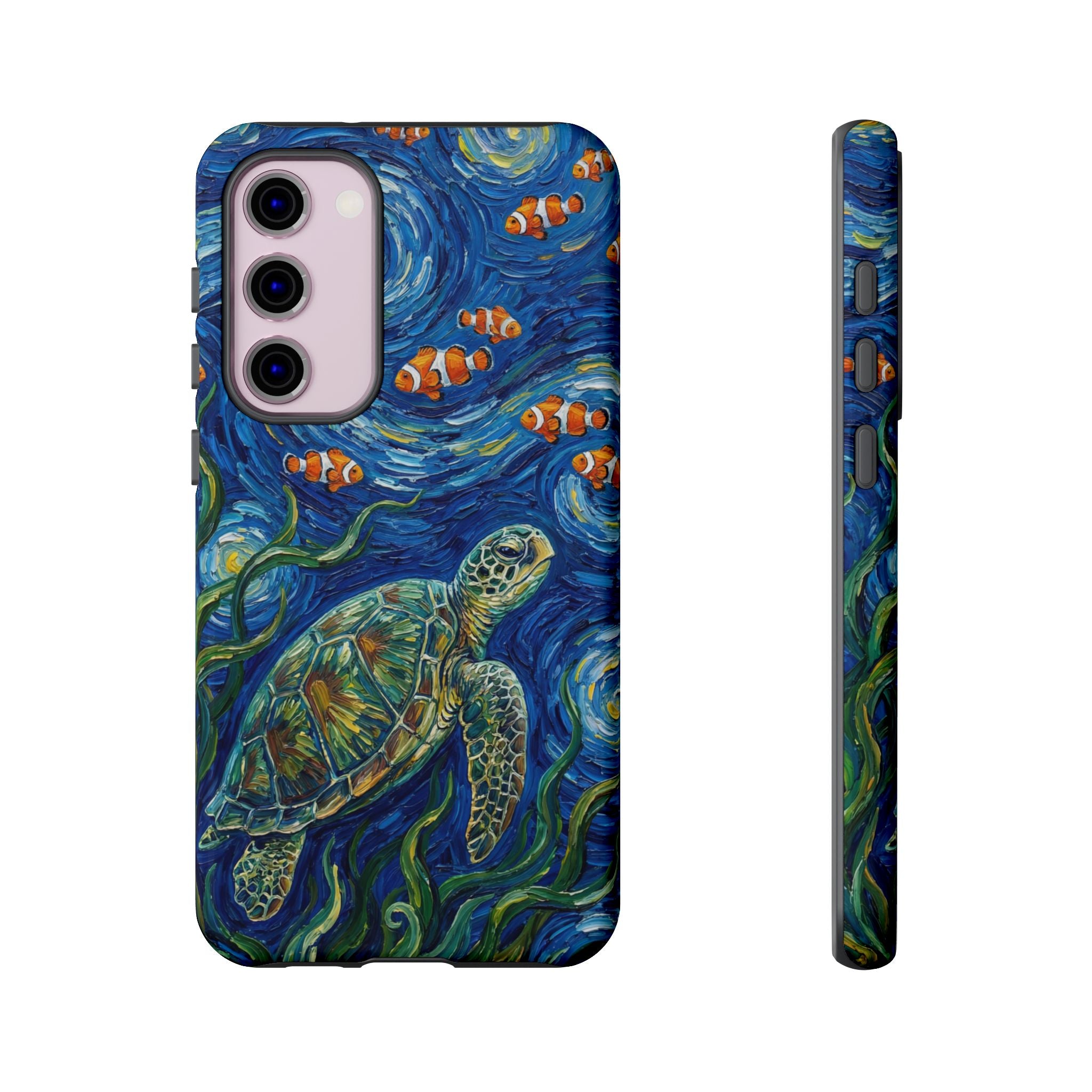 Sea Turtle & Clownfish Tough Samsung Galaxy Case | Van Gogh Style Ocean Art