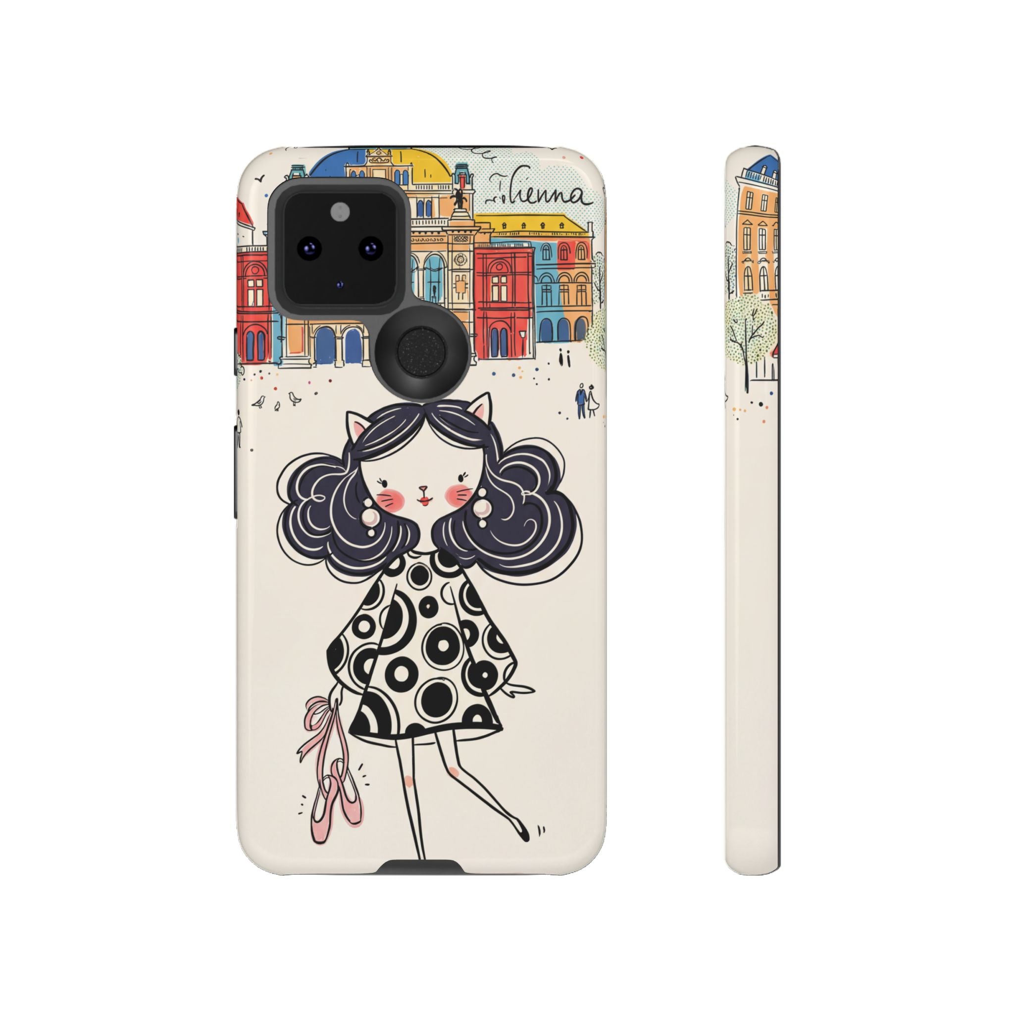 Cute Parisian Cat Girl Google Pixel Phone Case | Ballet Slippers Illustration Tough Case