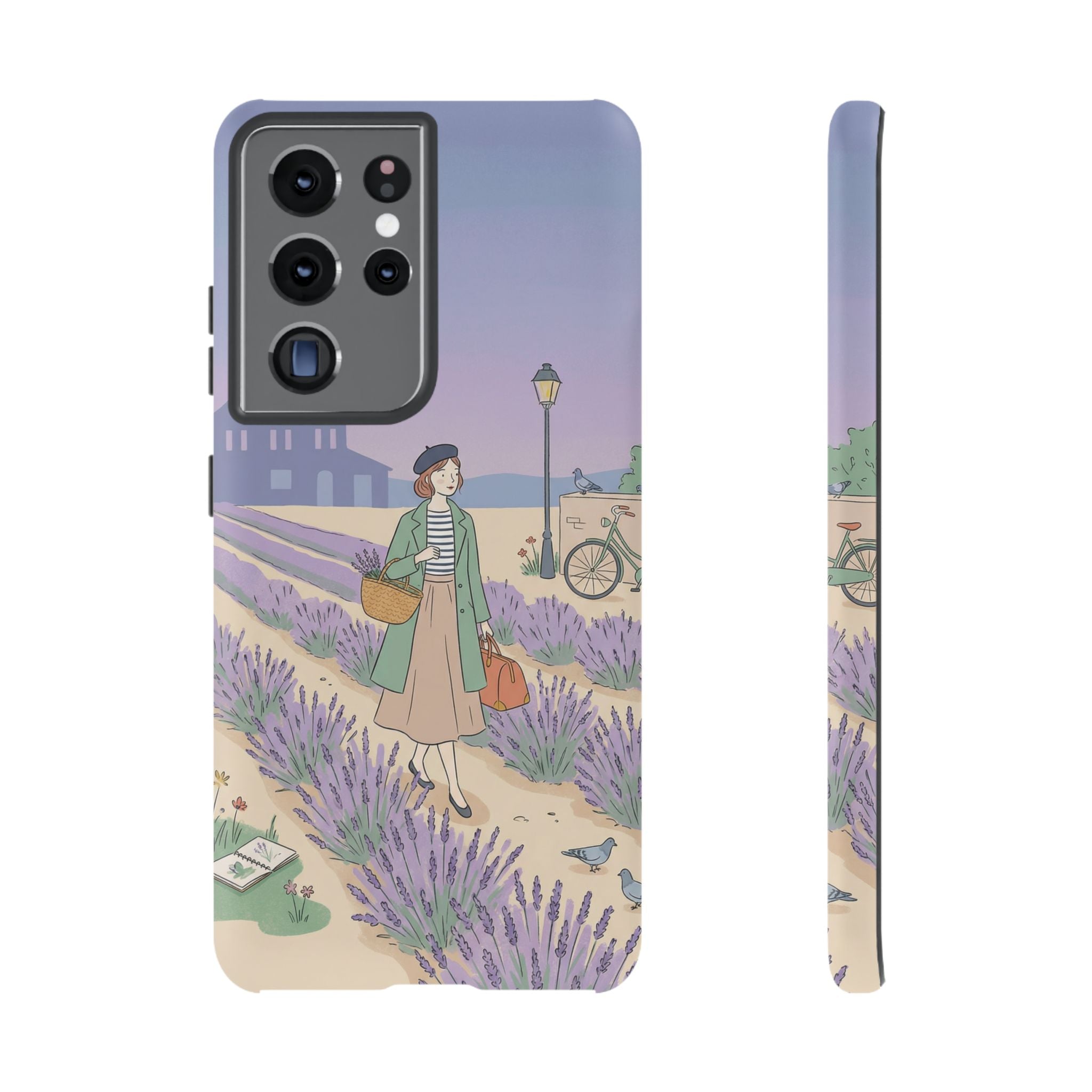 Lavender Field Samsung Galaxy Phone Case | Vintage Travel Illustration Protective Case