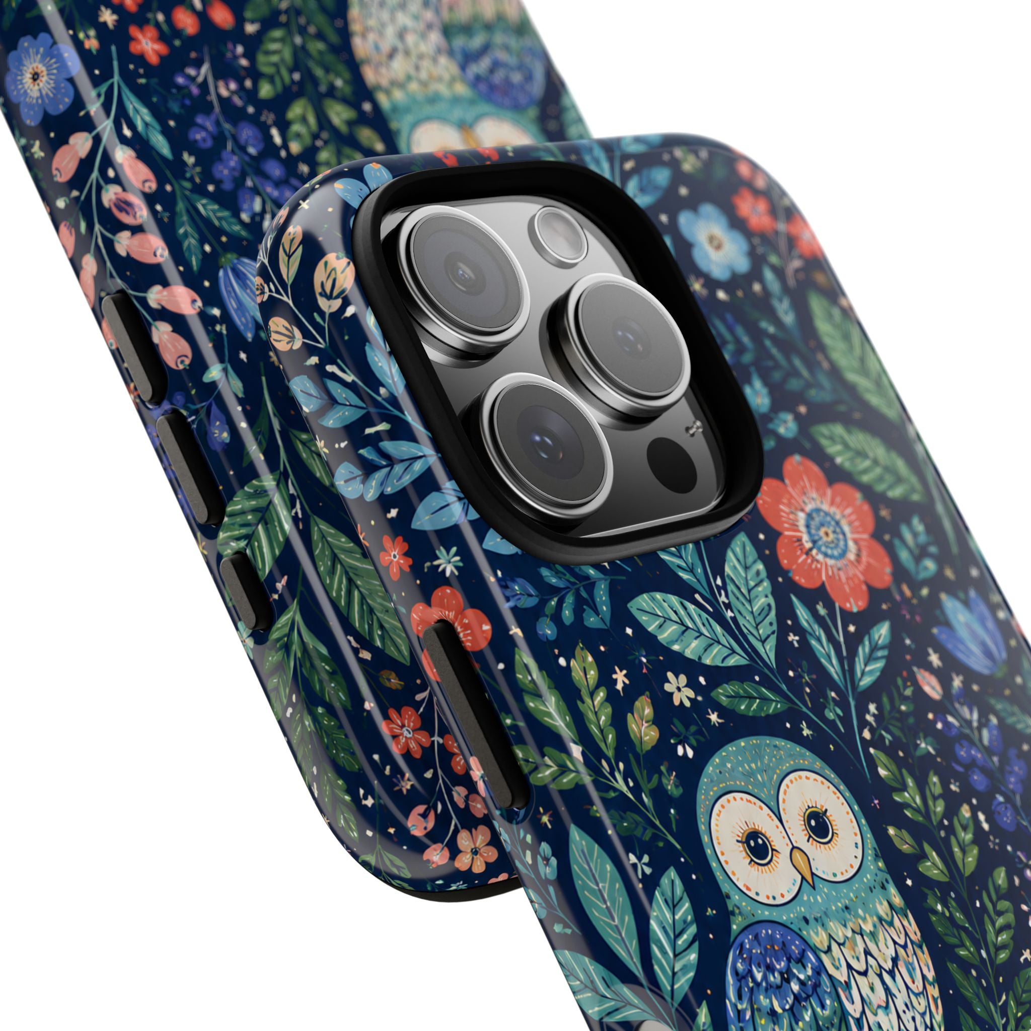 Owl Floral iPhone Case | Navy Botanical Protective iPhone Cover