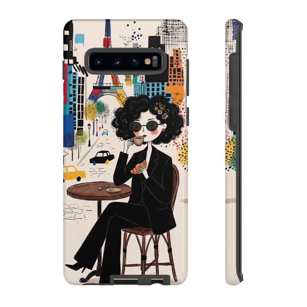 Paris Cafe Chic Samsung Galaxy Phone Case | Stylish Woman Illustration iPhone Cover
