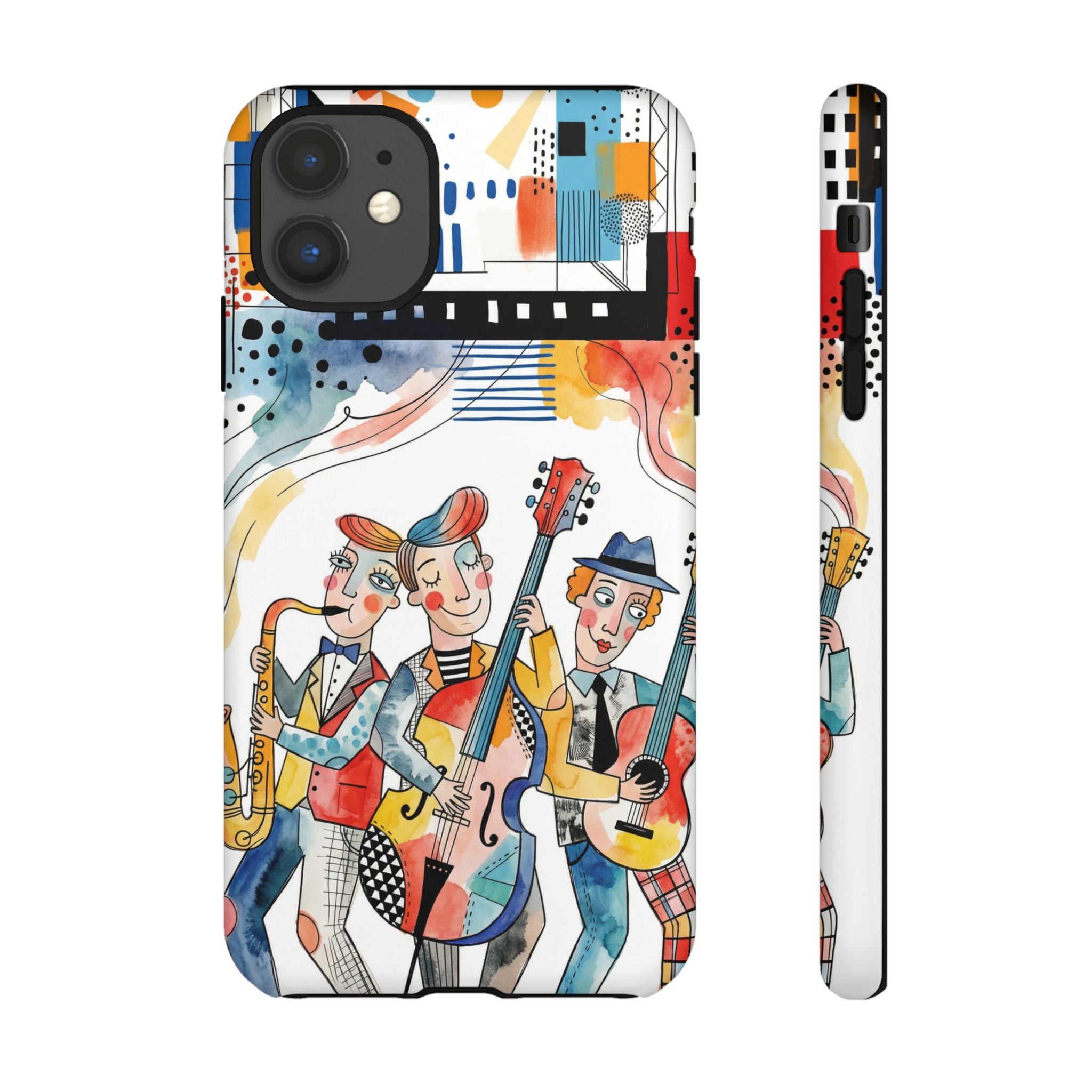 Musical Trio Illustrated iPhone Case | Colorful Jazz Band Art Phone Cover