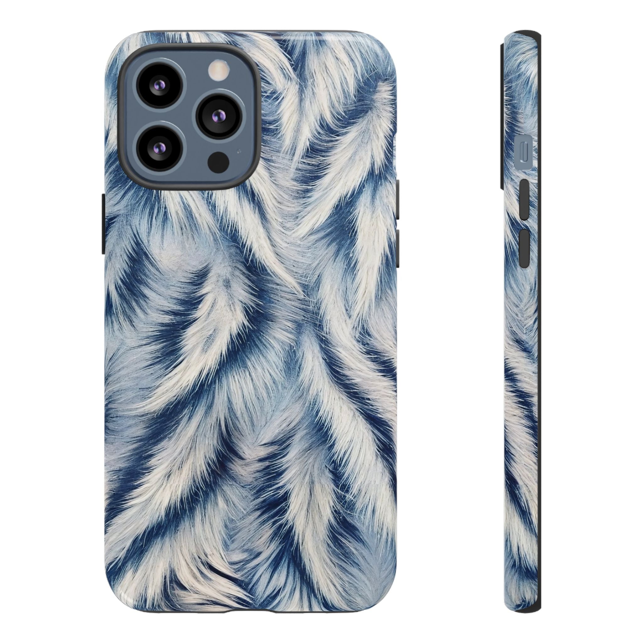 Blue Faux Fur Texture Protective Tough iPhone Case