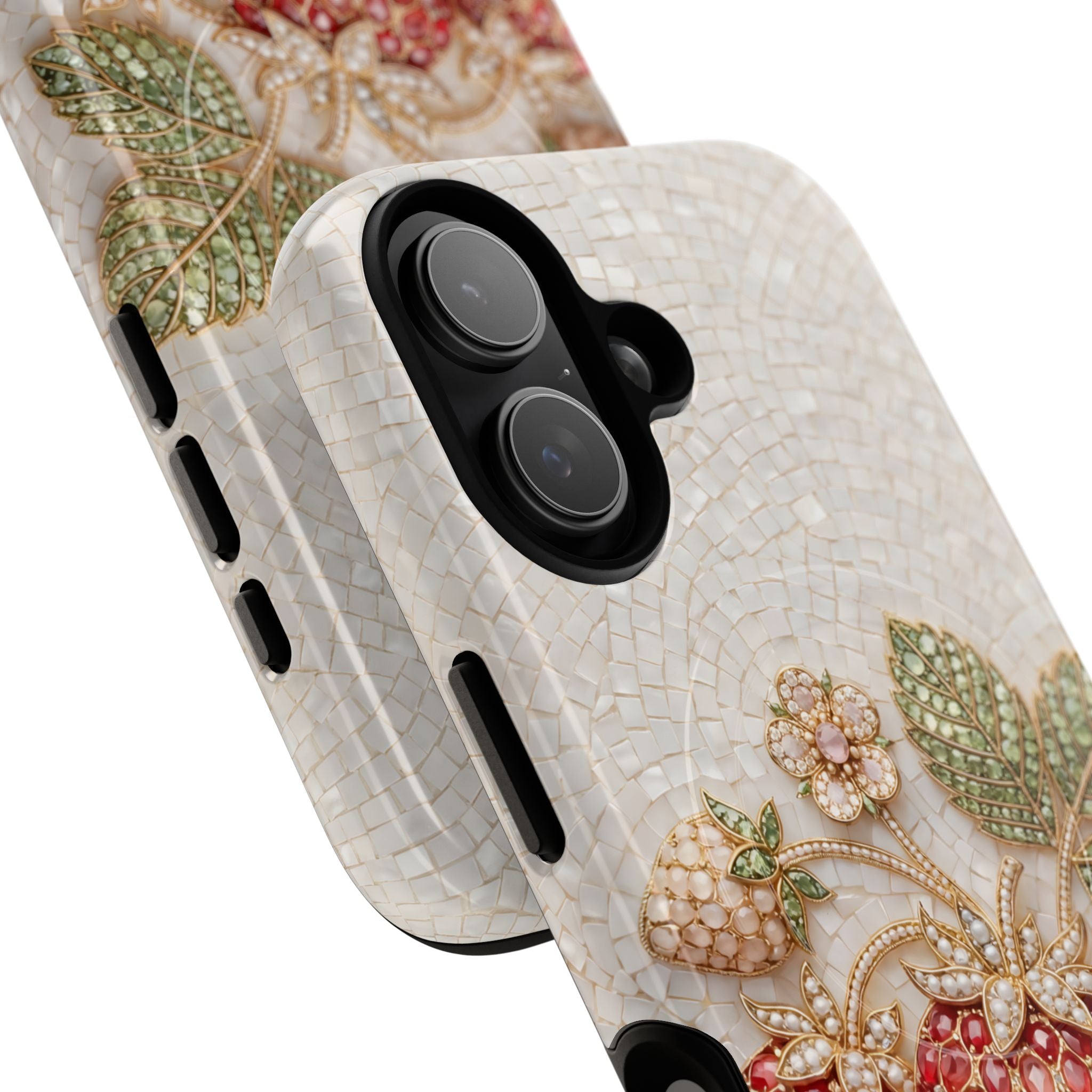 Strawberry Gem Tough MagSafe iPhone Case | Vintage Beaded Fruit Design