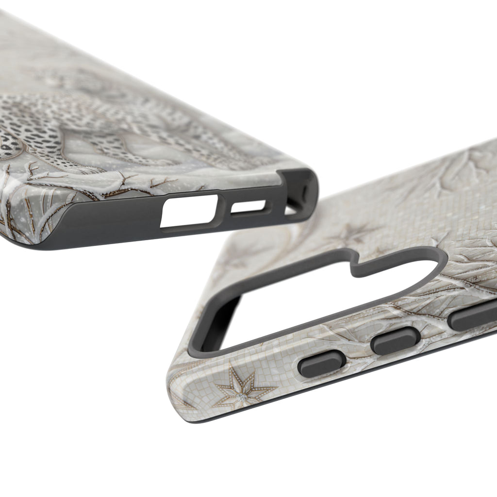 Snow Leopard Samsung Galaxy Phone Case | Winter Moon Forest Protective Phone Cover