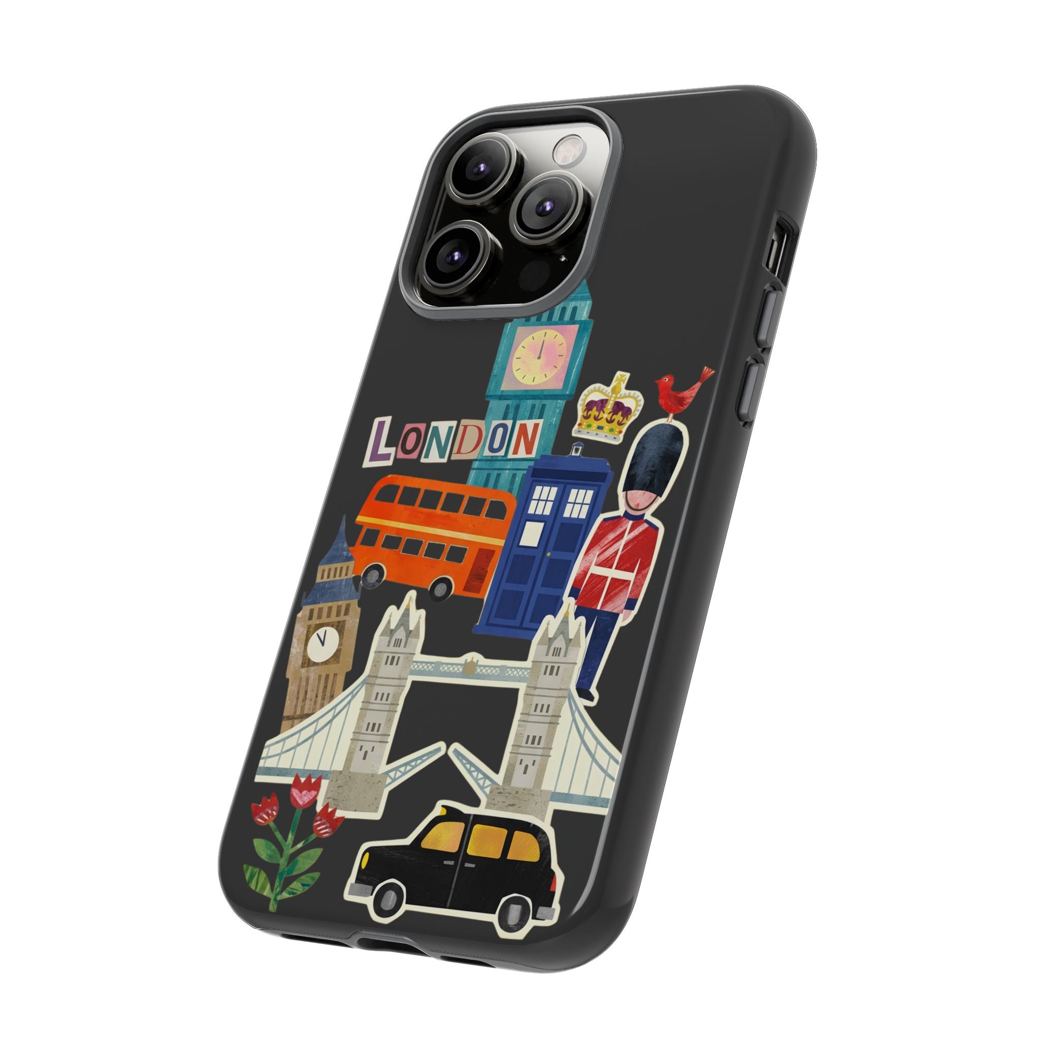 London Travel iPhone Case Aesthetic Sticker Collage Cute Retro City Cover