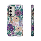Floral Purple Garden Phone Case — Protective Phone Cover with Lavender & Peach Blooms