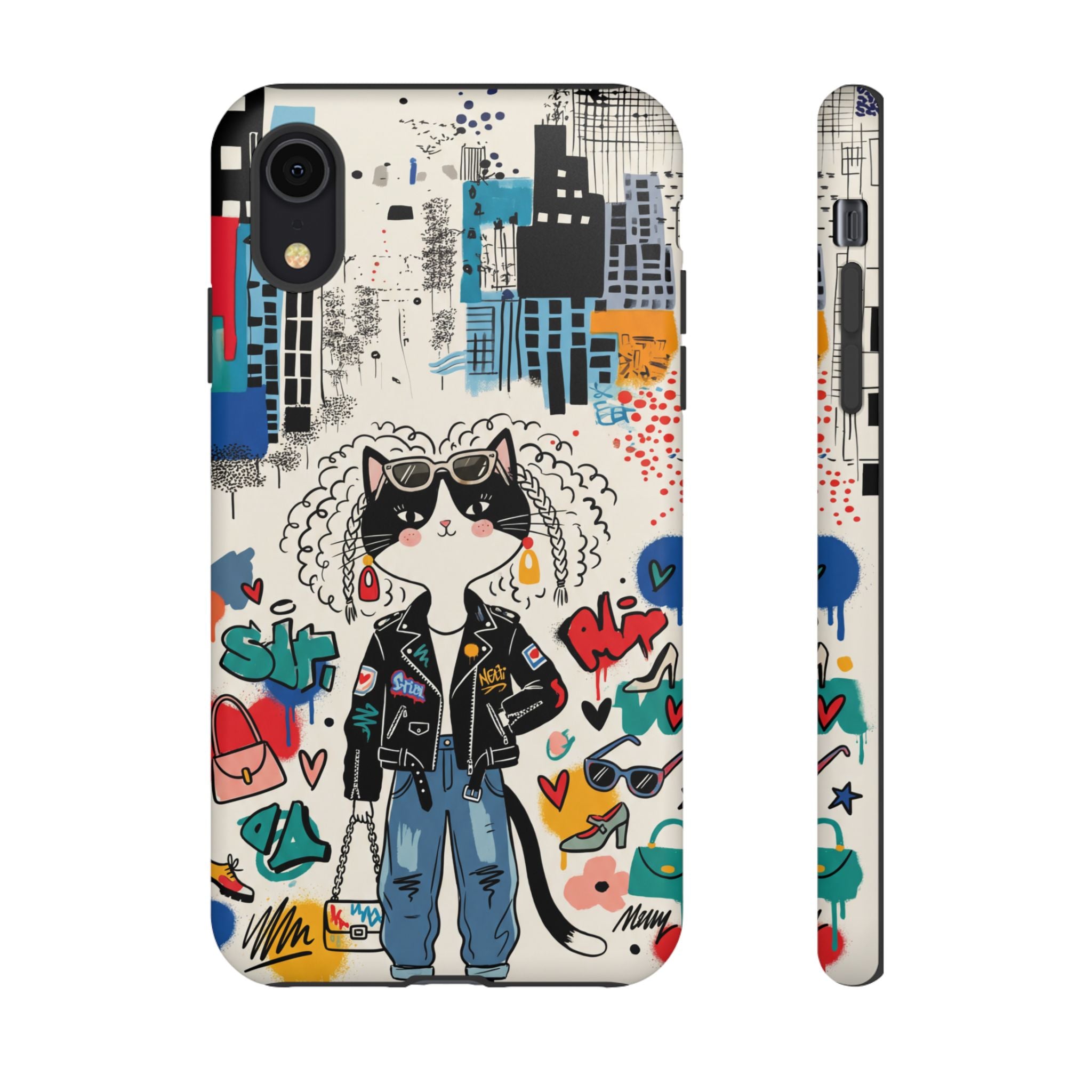 Punk City Cat Graffiti Design iPhone Case