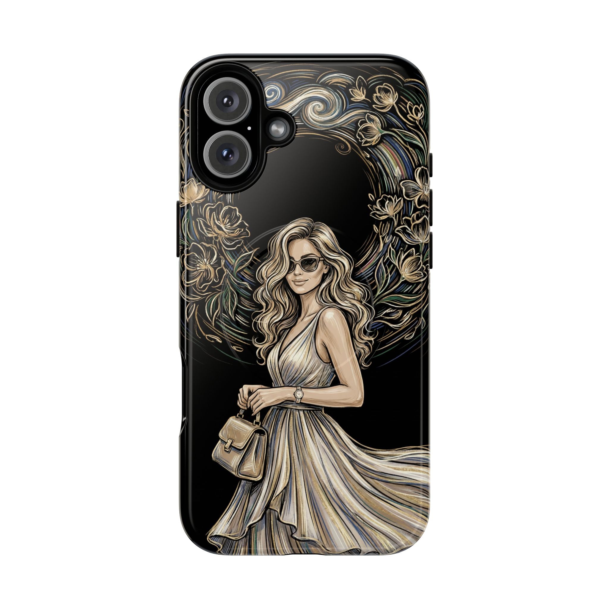 Stylish Woman Floral Wreath Tough MagSafe iPhone Case