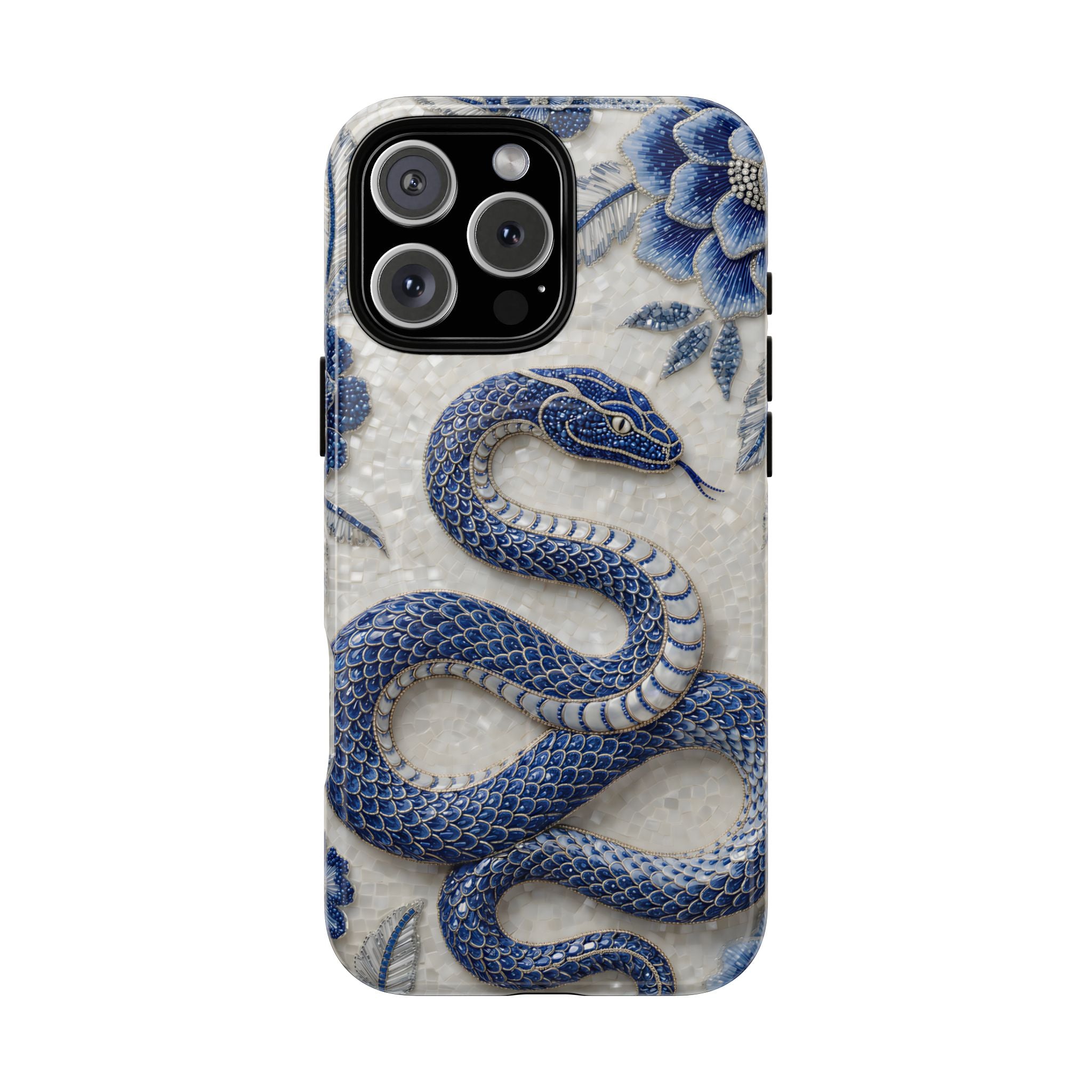 Asian Zodiac Snake MagSafe iPhone Case | Blue & White Porcelain Slim Shockproof Case | Year of the Snake