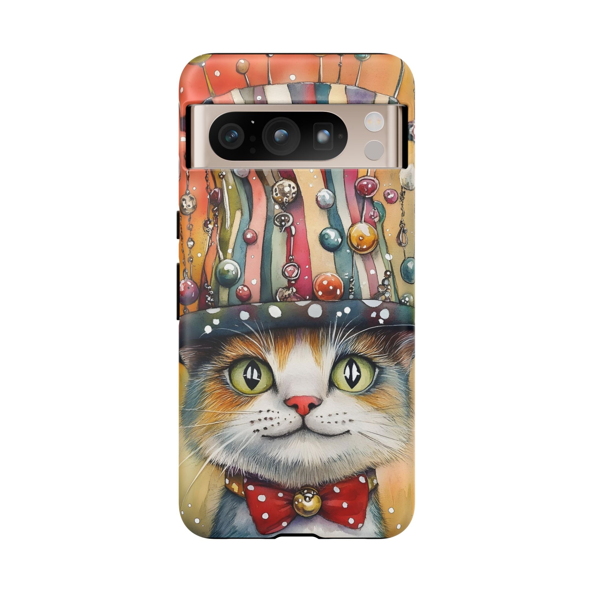 Cat in Colorful Top Hat Google Pixel Case — Whimsical Cat Art iPhone Case