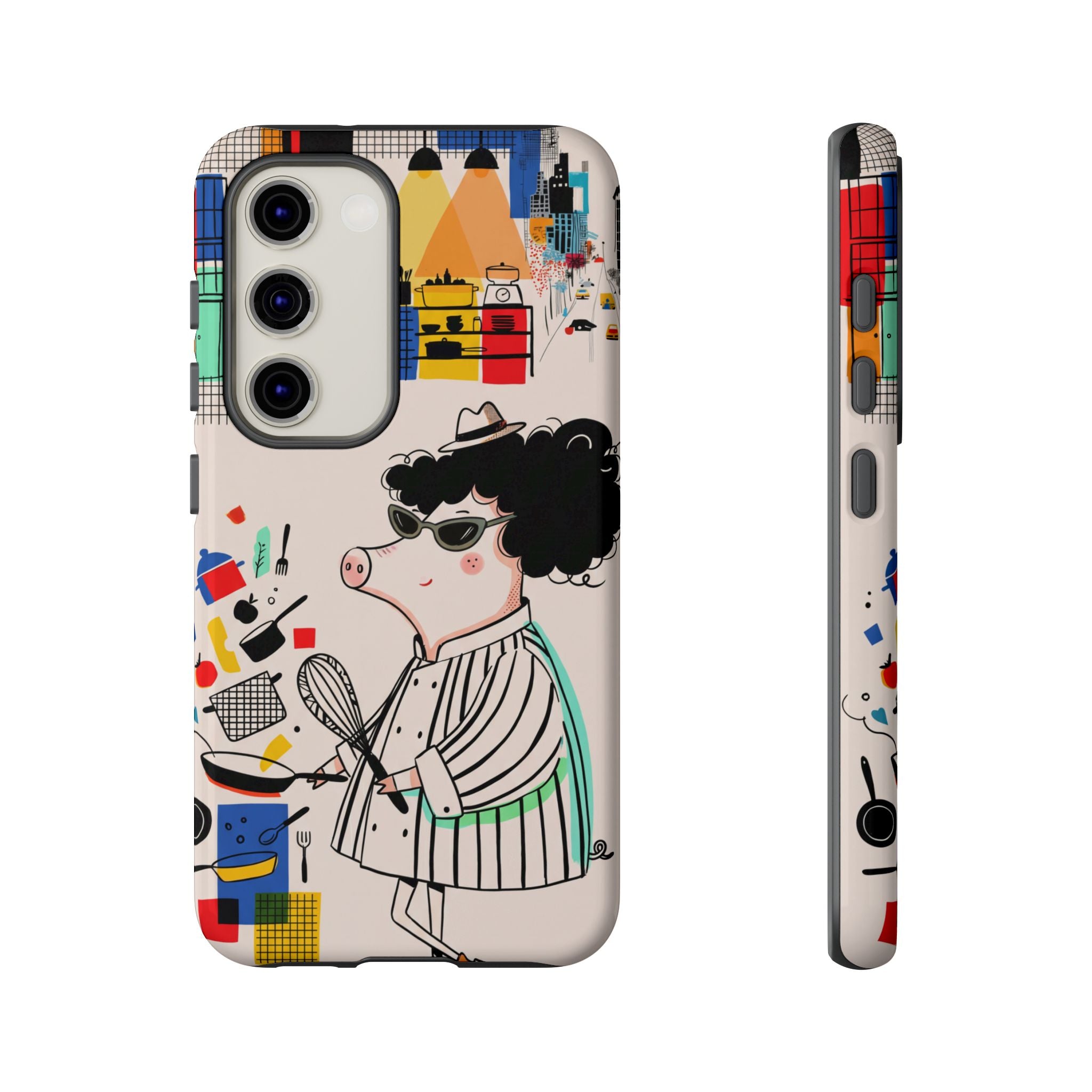 Cute Chef Pig Samsung Galaxy Phone Case | Quirky Cartoon Kitchen Art Tough Case