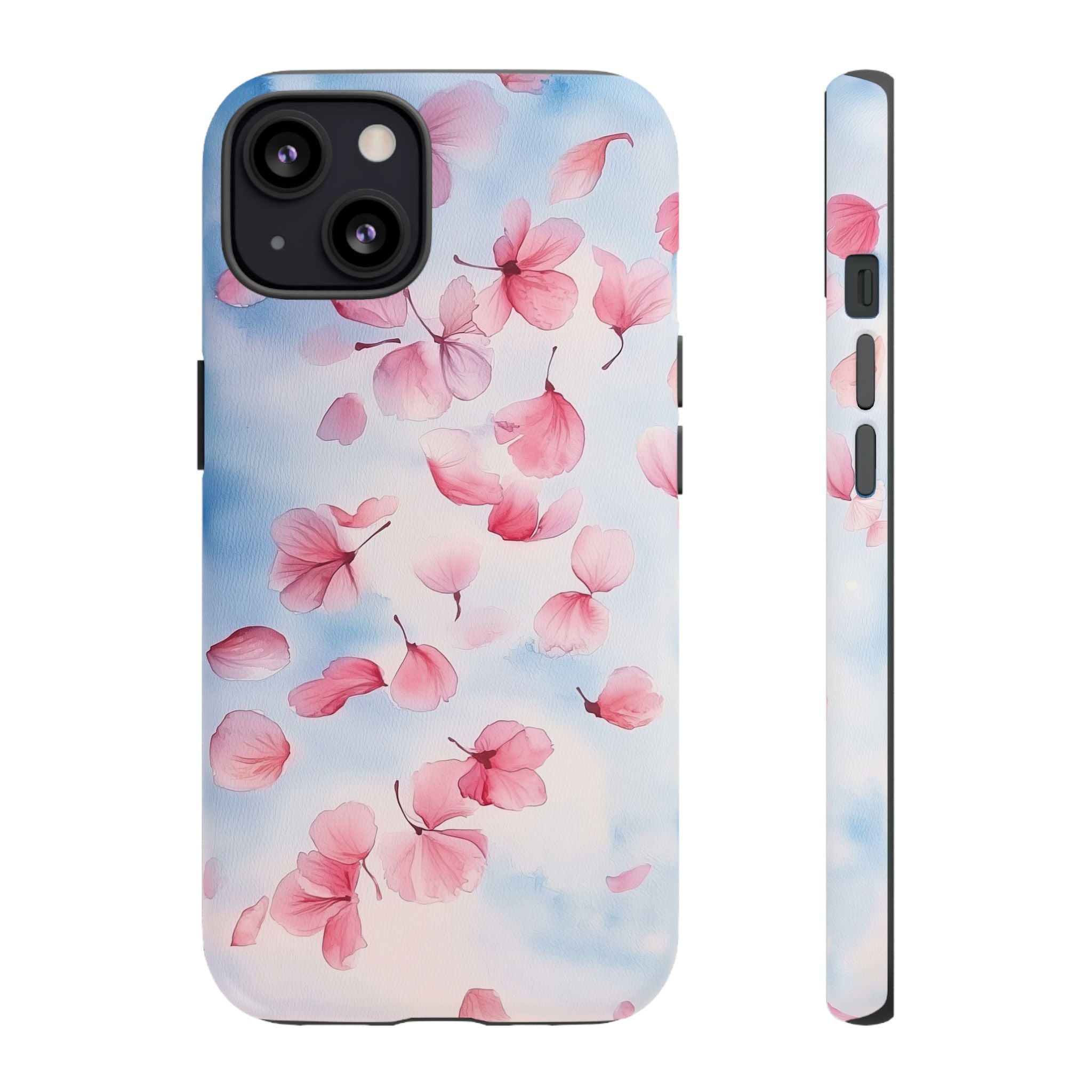 Floral Petal Tough iPhone Case | Pink Falling Blossoms
