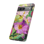 Floral Watercolor Tough Google Pixel Phone Case | Pink Lotus Garden Protective Cover