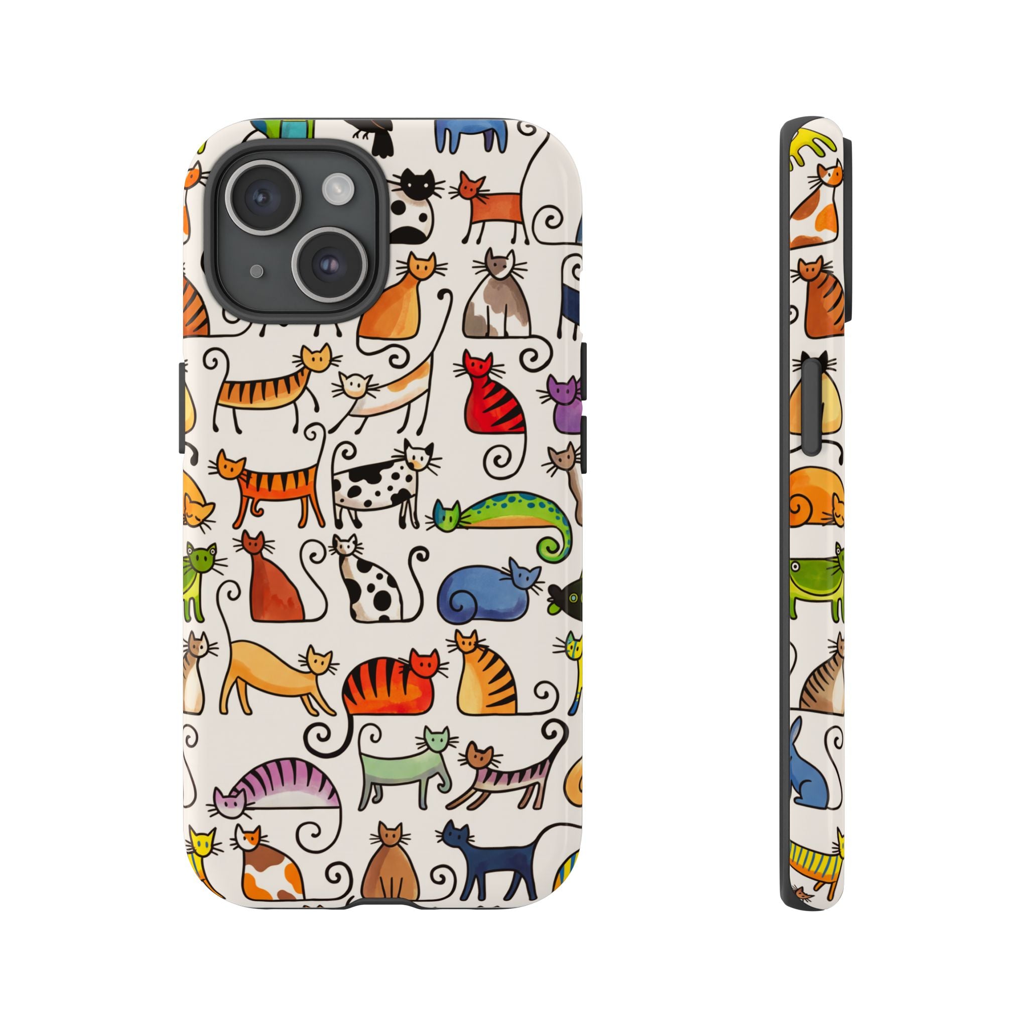 Cat Pattern Tough iPhone Case | Colourful Cartoon Cats