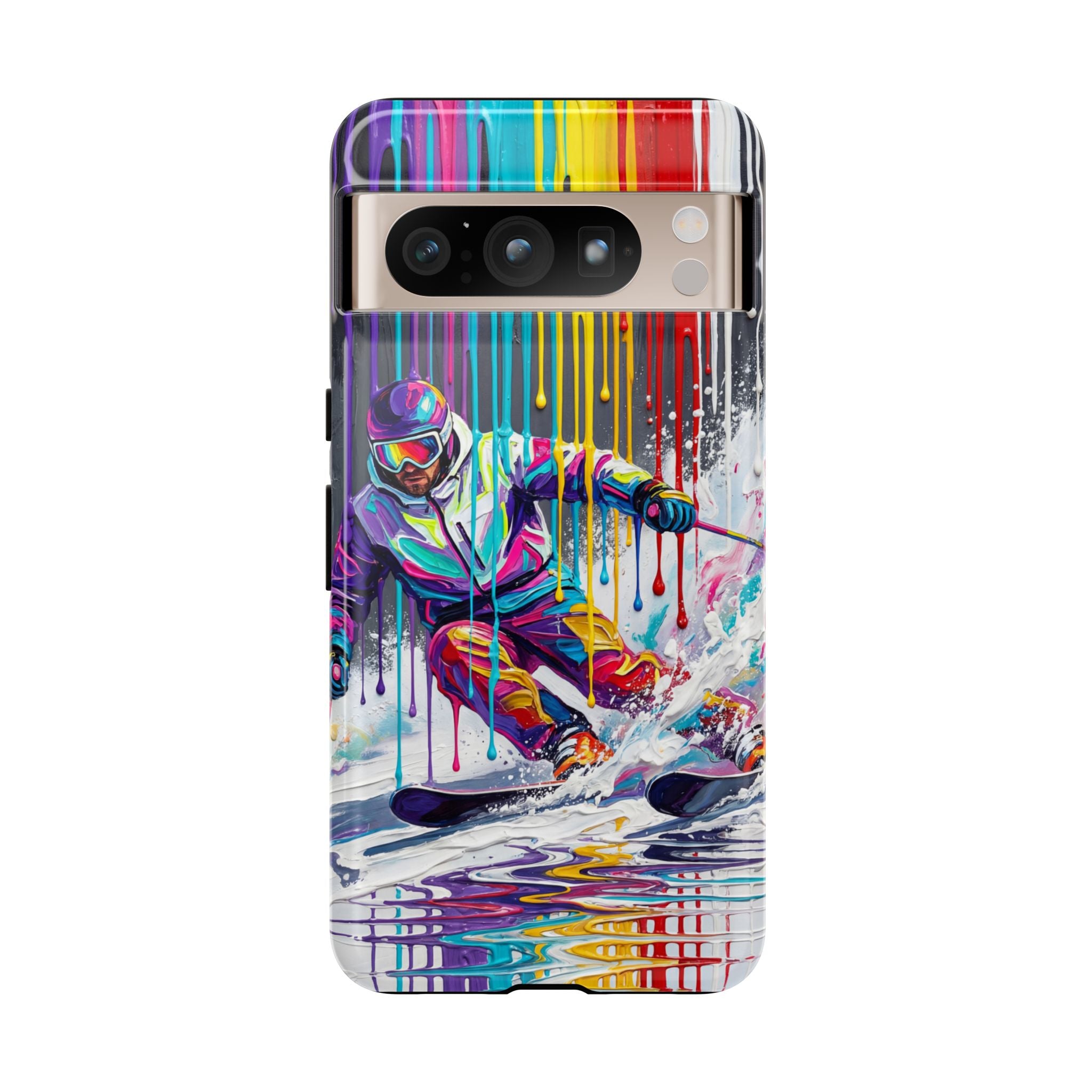 Colourful Skiing Drip Art Tough Google Pixel Phone Case