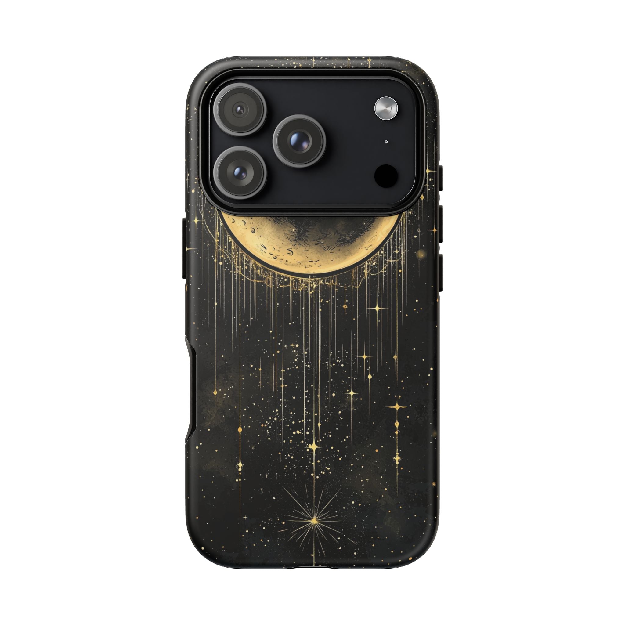 Moonlit Crescent Tough iPhone Case | Gold Stars Night Sky