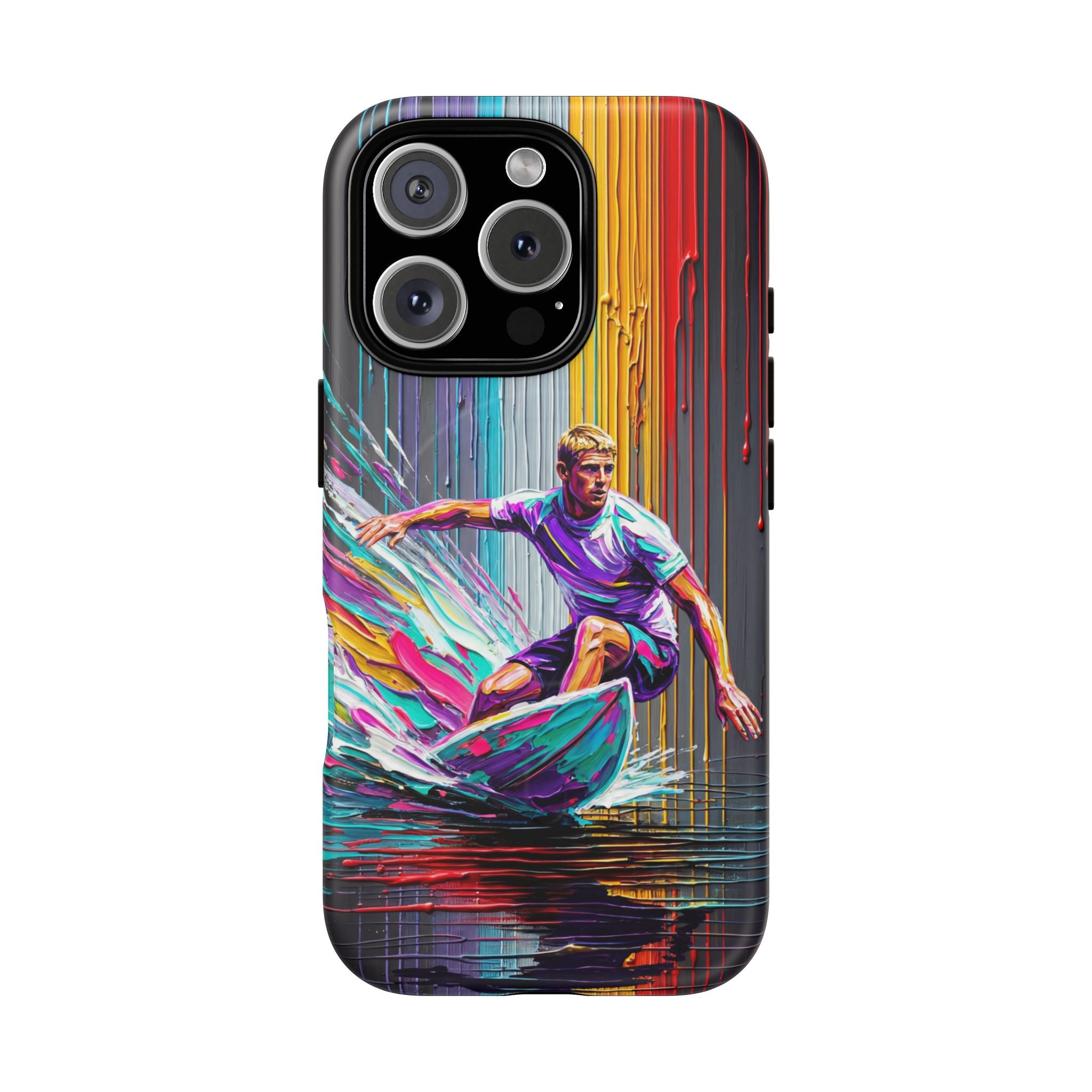 Surfing Art MagSafe iPhone Case | Colourful Wave Surfer Protective Cover