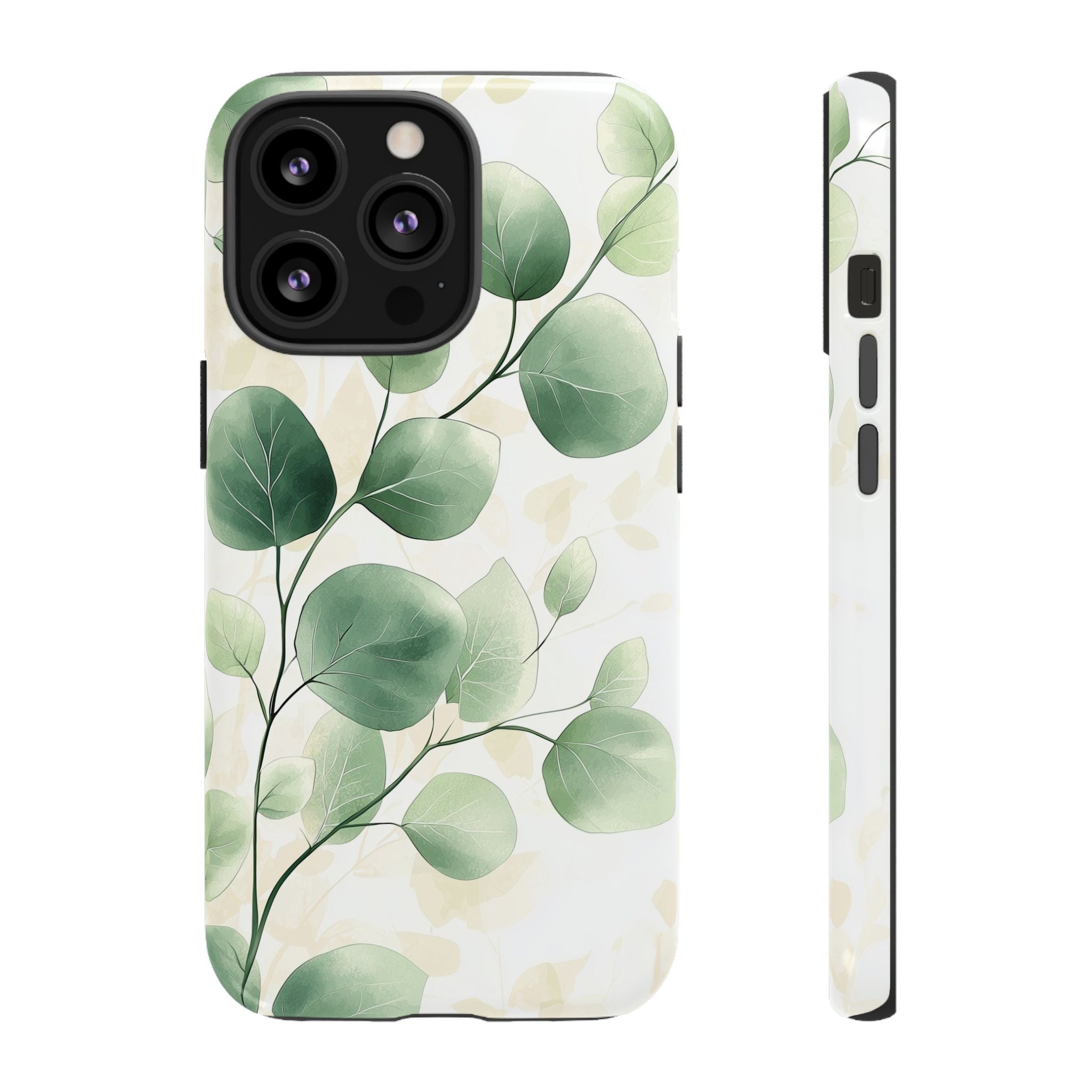 Botanical Eucalyptus Tough iPhone Case | Green Watercolour Leaf