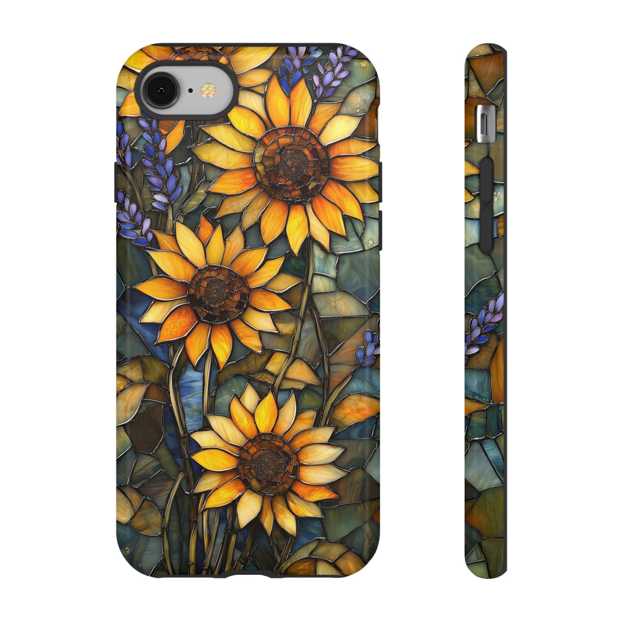 Sunflower Stained Glass Tough iPhone Case | Floral Protective Cover