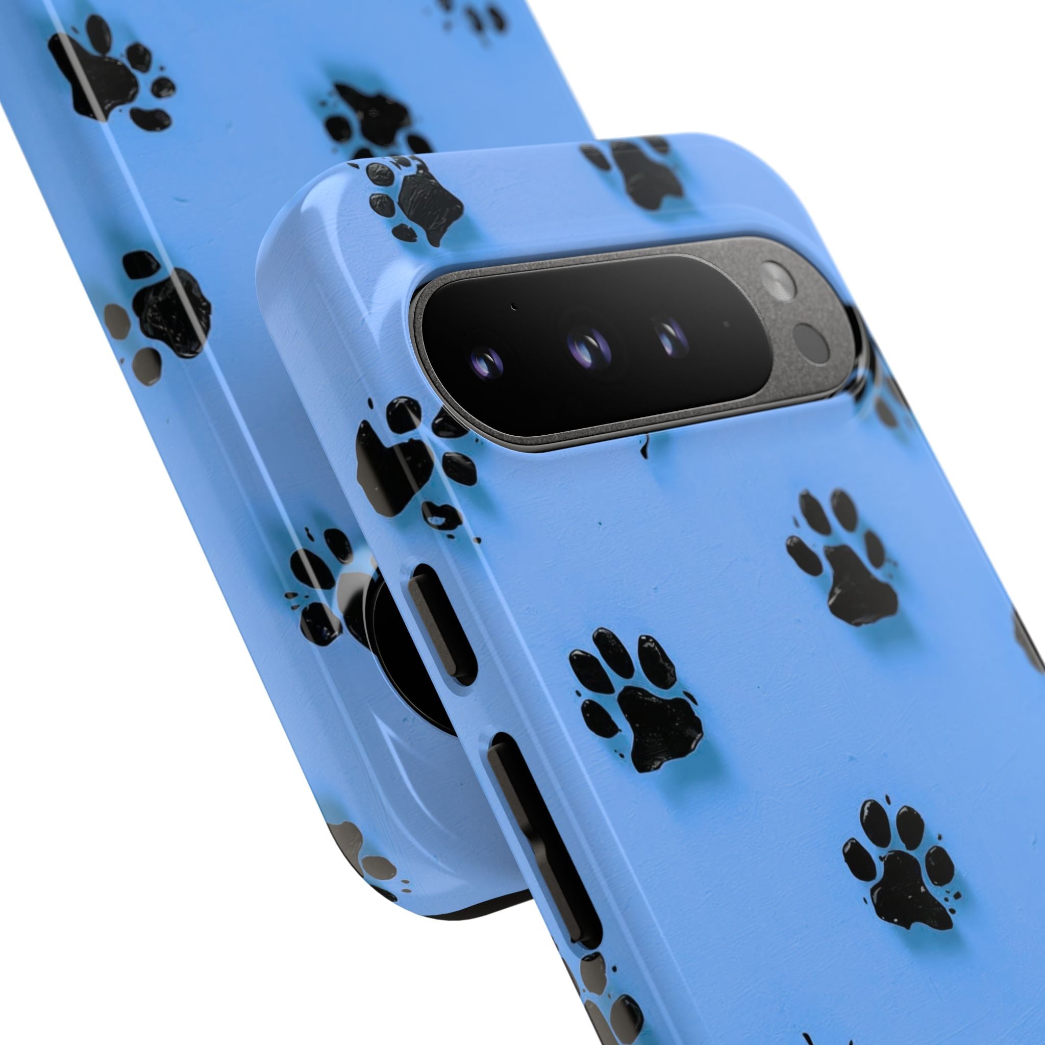 Blue Paw Print Tough Google Pixel Case — Protective Dog & Cat Lover Cover