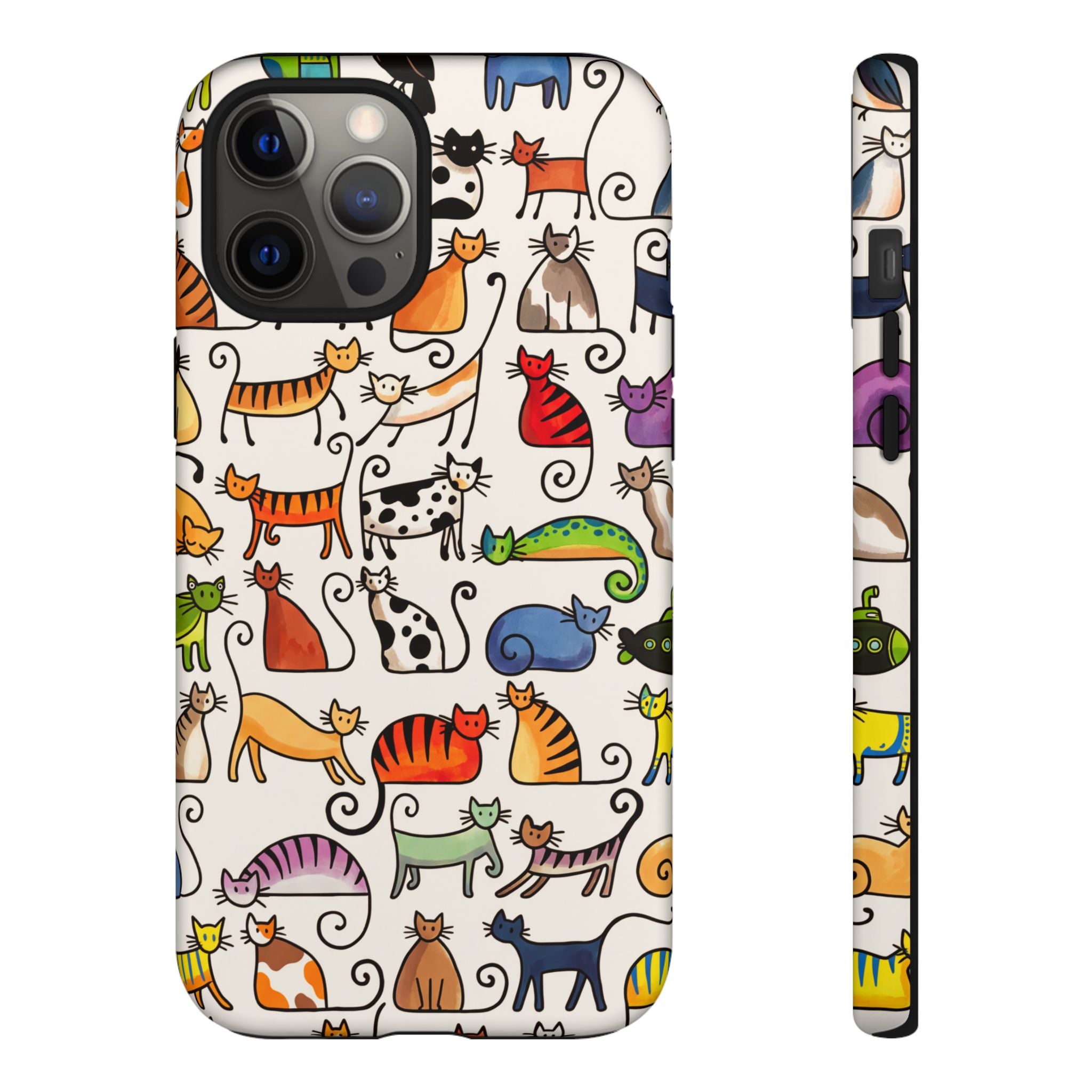 Cat Pattern Tough iPhone Case | Colourful Cartoon Cats