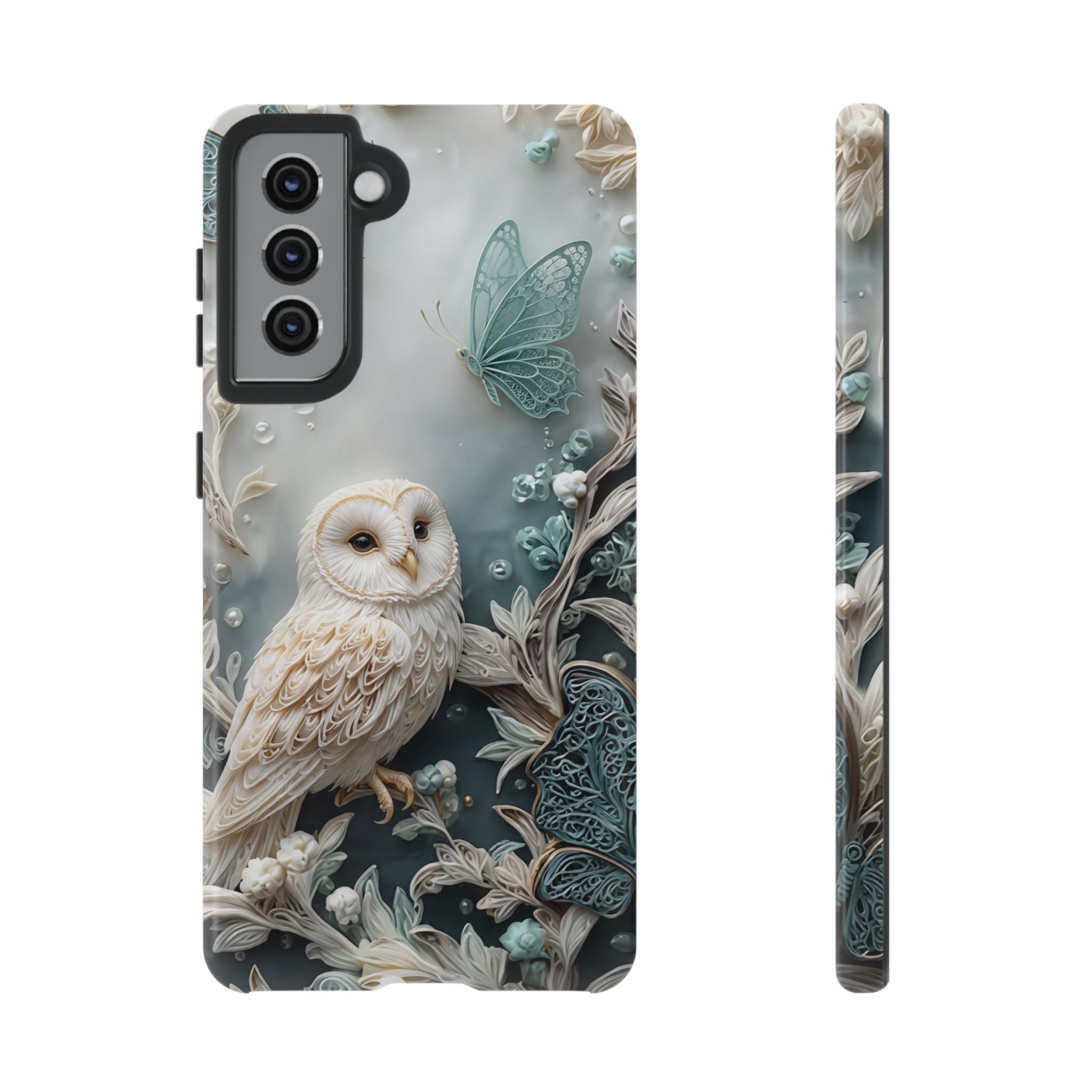 Barn Owl & Butterflies Tough Samsung Galaxy Case