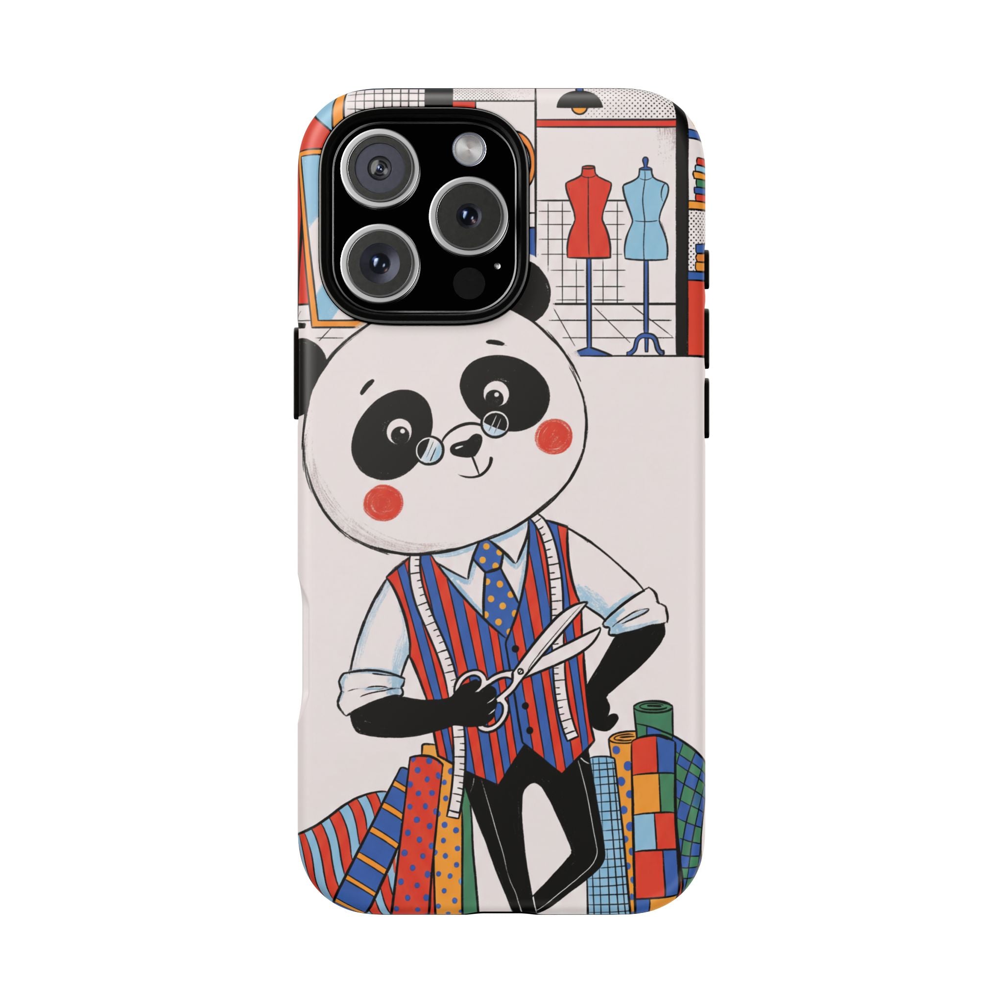 Panda Tailor iPhone Case | Cute Seamstress Cartoon