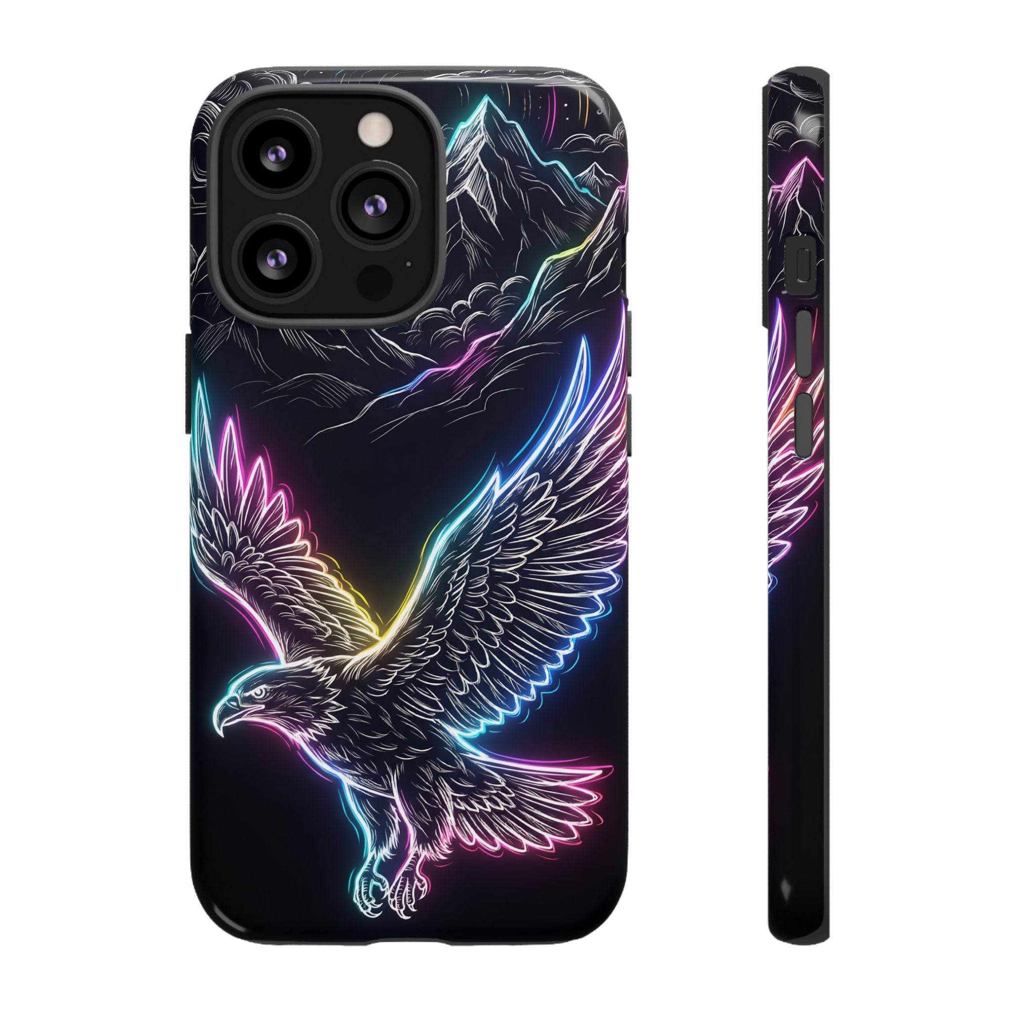 Neon Eagle iPhone Case with Mountain Design