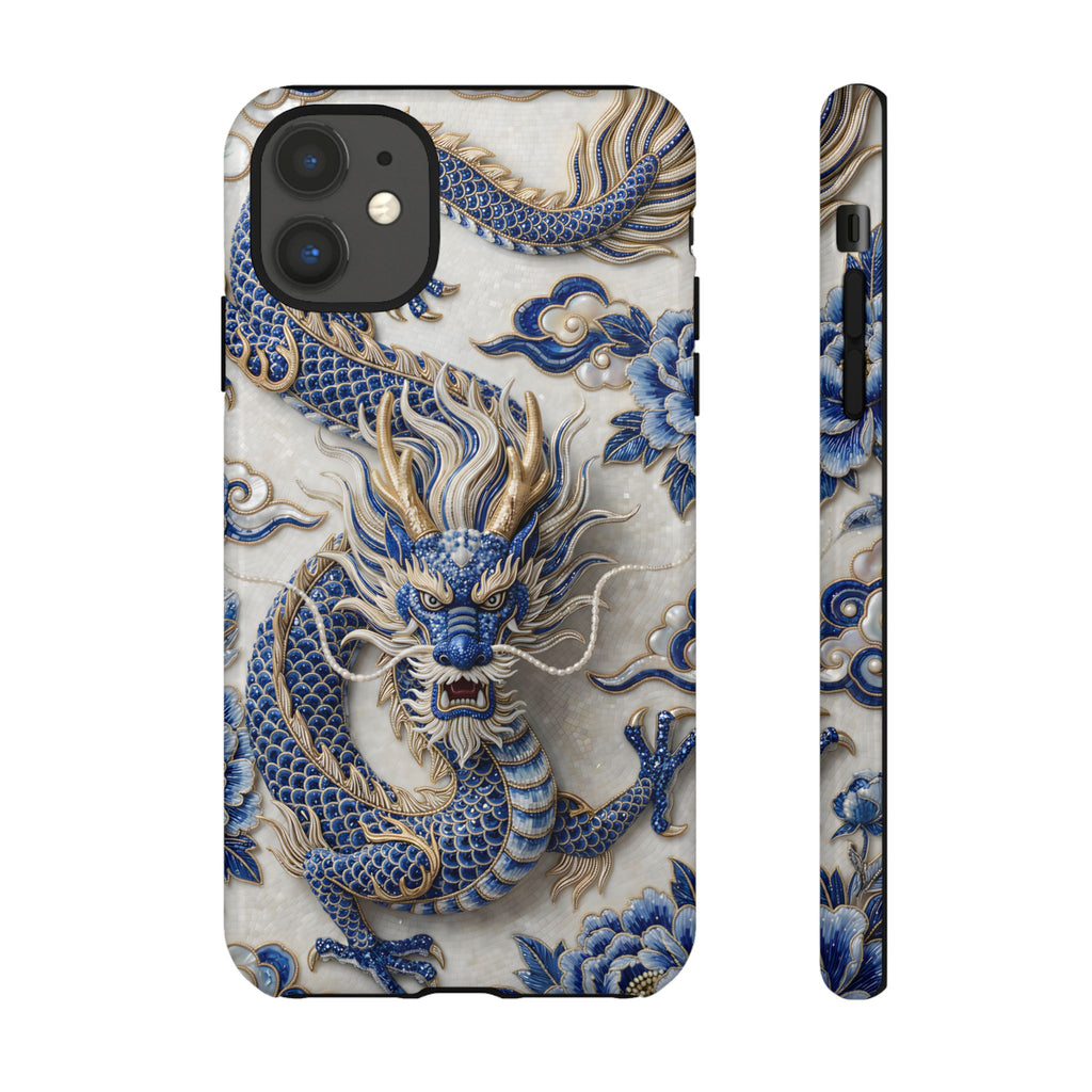 Asian Zodiac Dragon iPhone Case | Blue & White Porcelain Luxury Protective Case | Year of the Dragon Gift