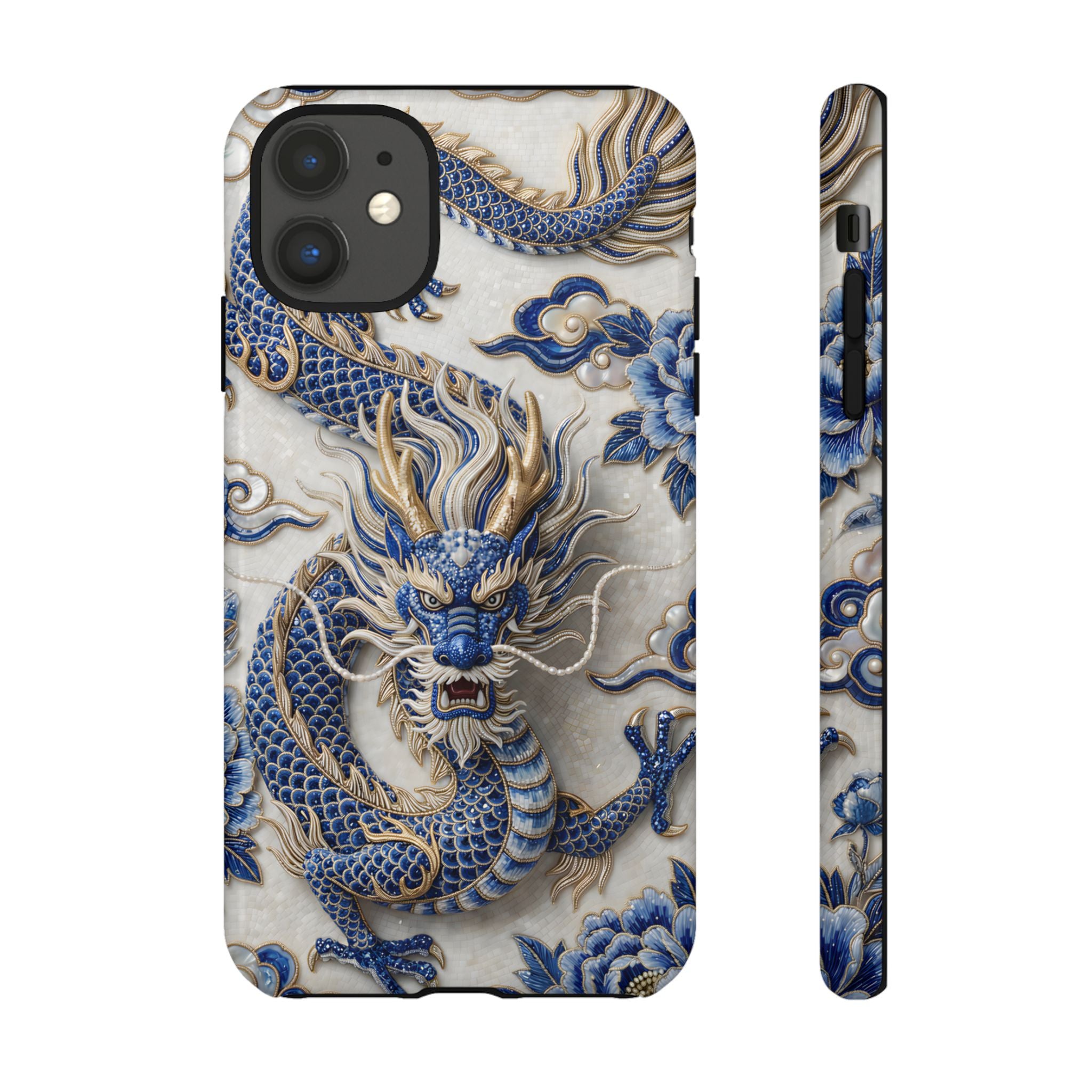Asian Zodiac Dragon iPhone Case | Blue & White Porcelain Luxury Protective Case | Year of the Dragon Gift