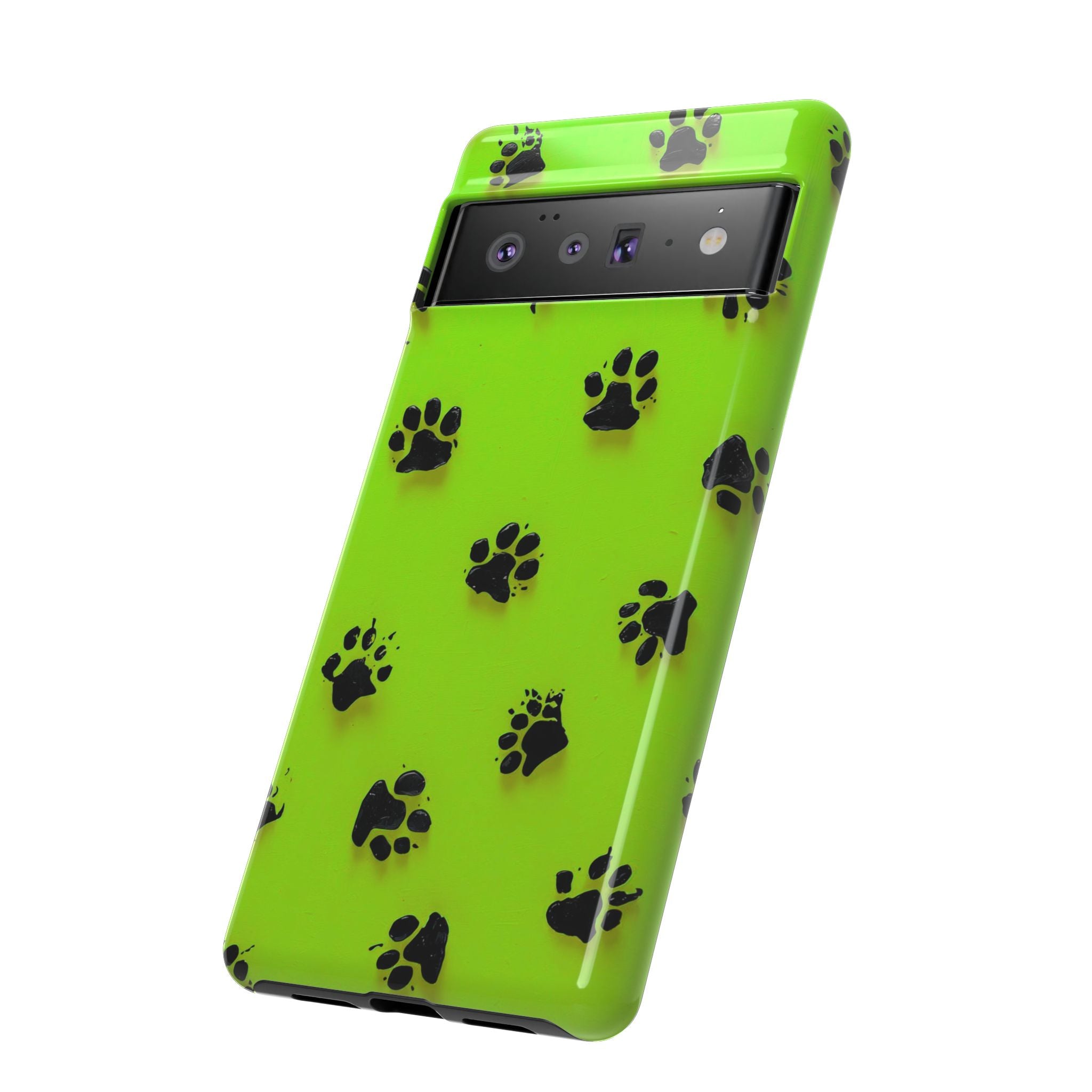 Neon Paw Print Tough Google Pixel Case — Shockproof Pet Lover iPhone Cover