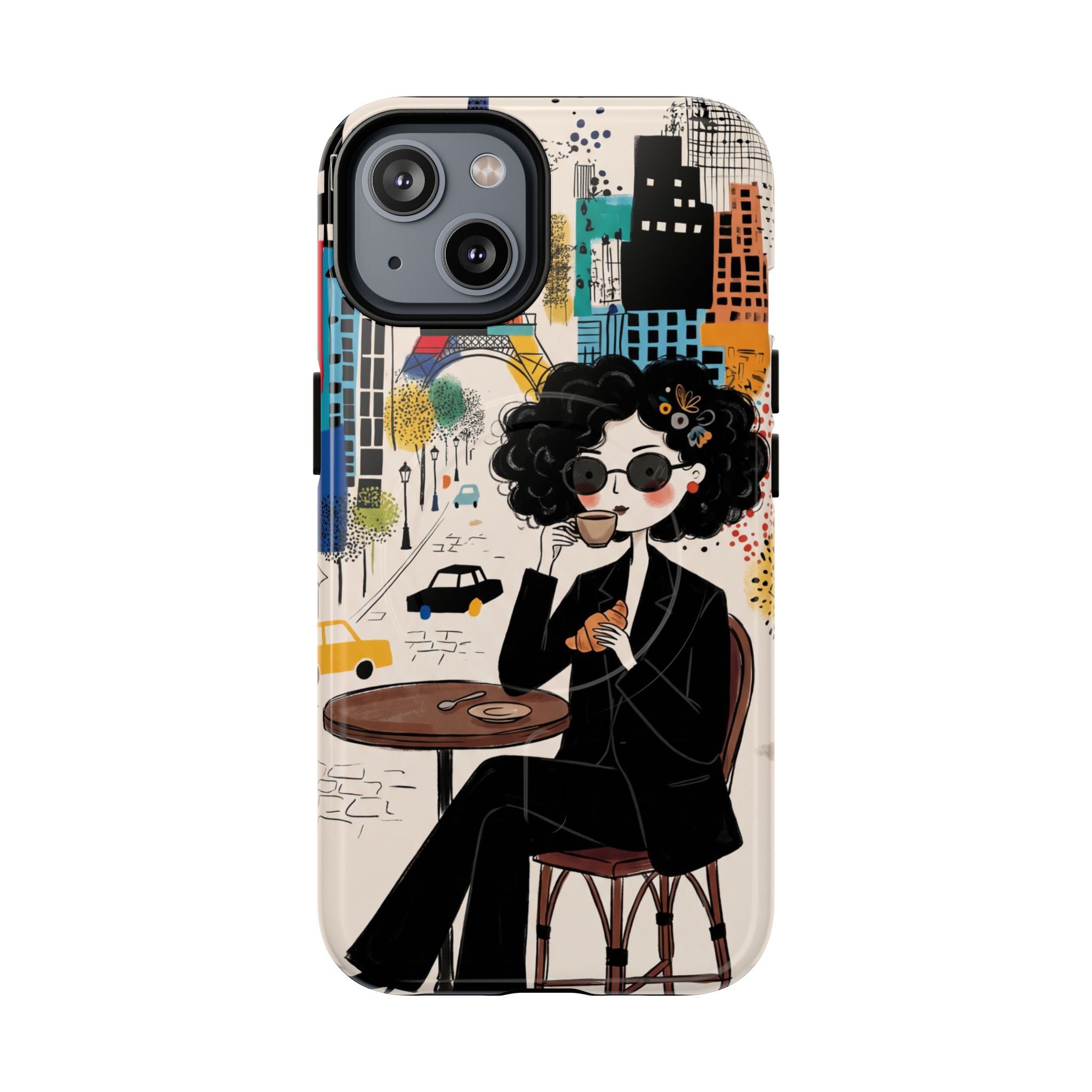 Paris Cafe Chic MagSafe iPhone Case | Stylish Woman Illustration iPhone Cover