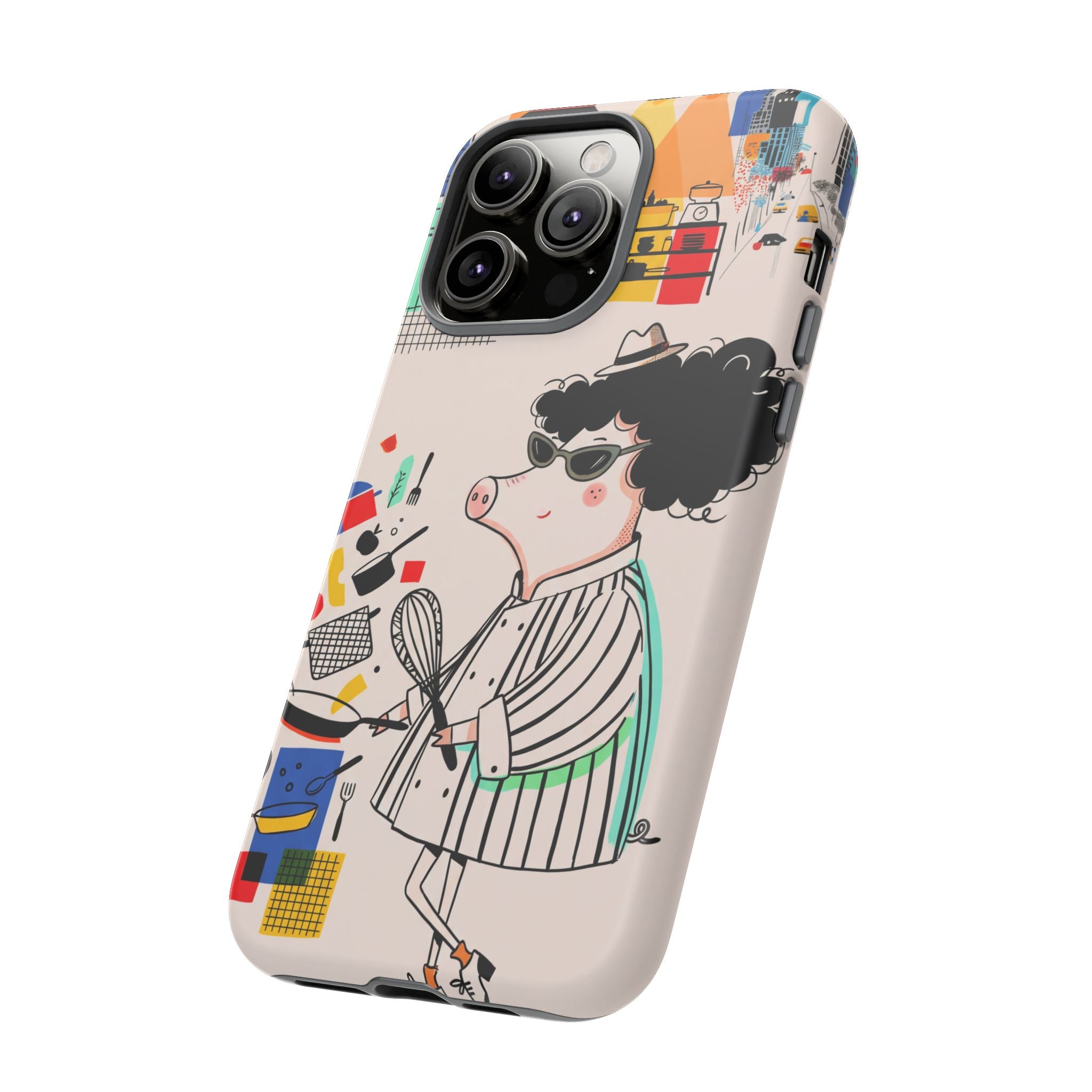 Cute Chef Pig iPhone Case | Quirky Cartoon Kitchen Art Tough Case