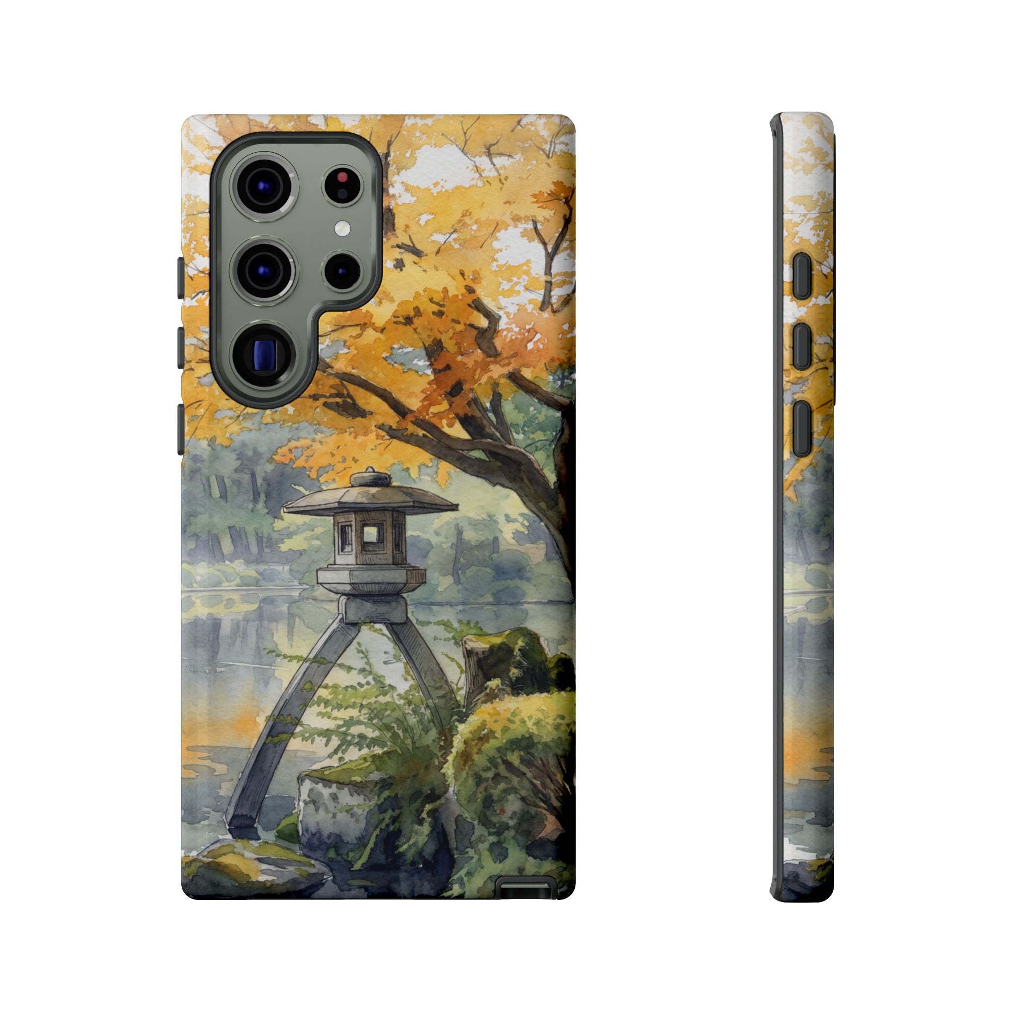Autumn Japanese Garden Samsung Galaxy Phone Case | Scenic Lantern Fall