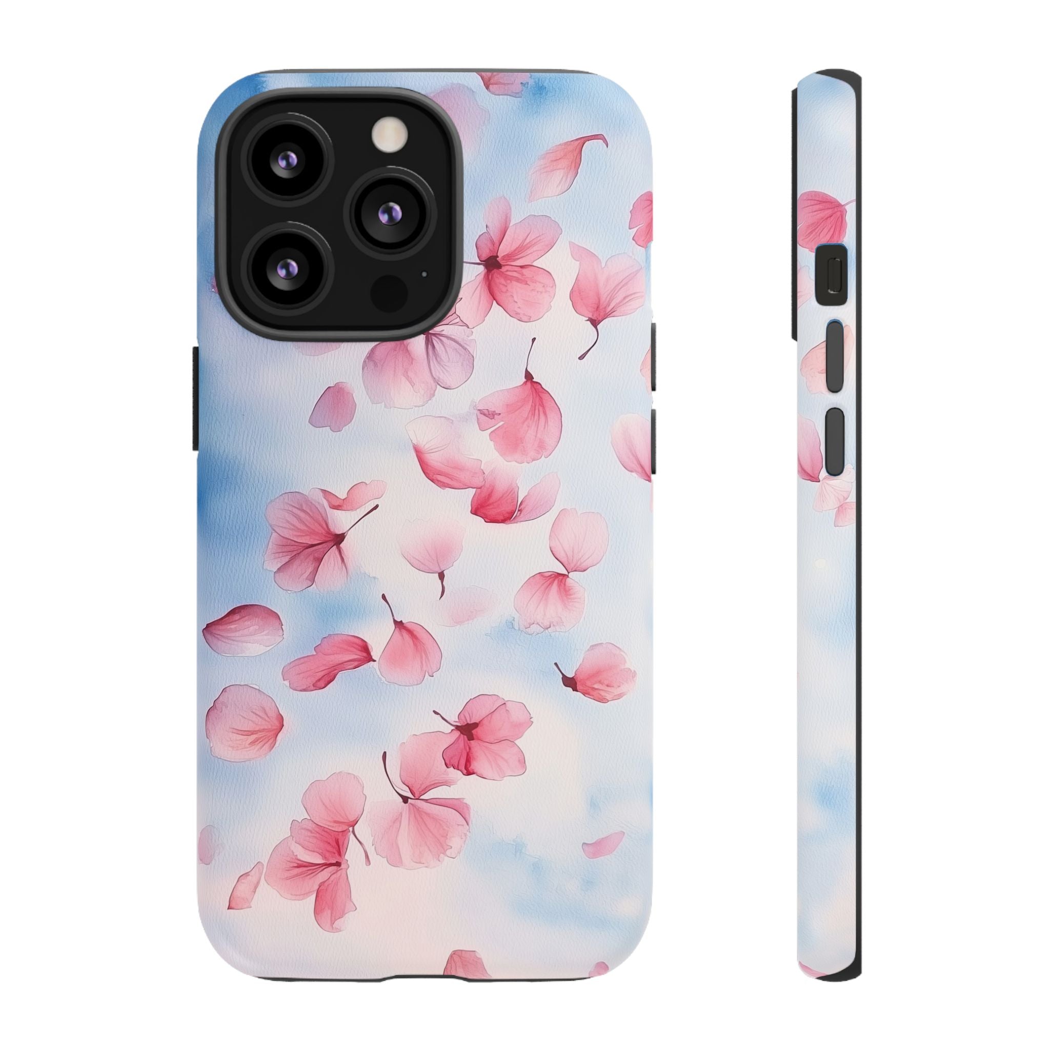 Floral Petal Tough iPhone Case | Pink Falling Blossoms