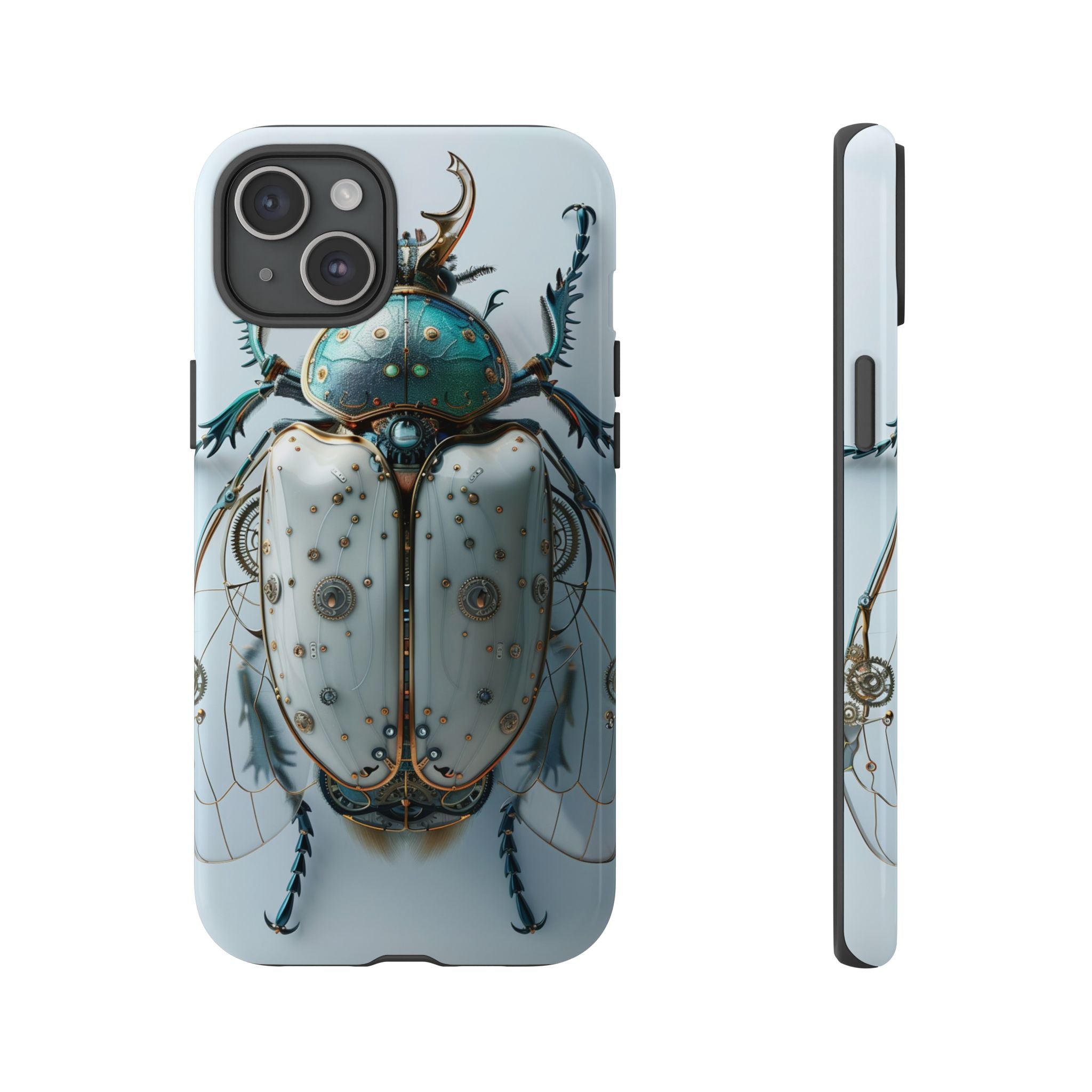Steampunk White Beetle Protective Tough iPhone Case