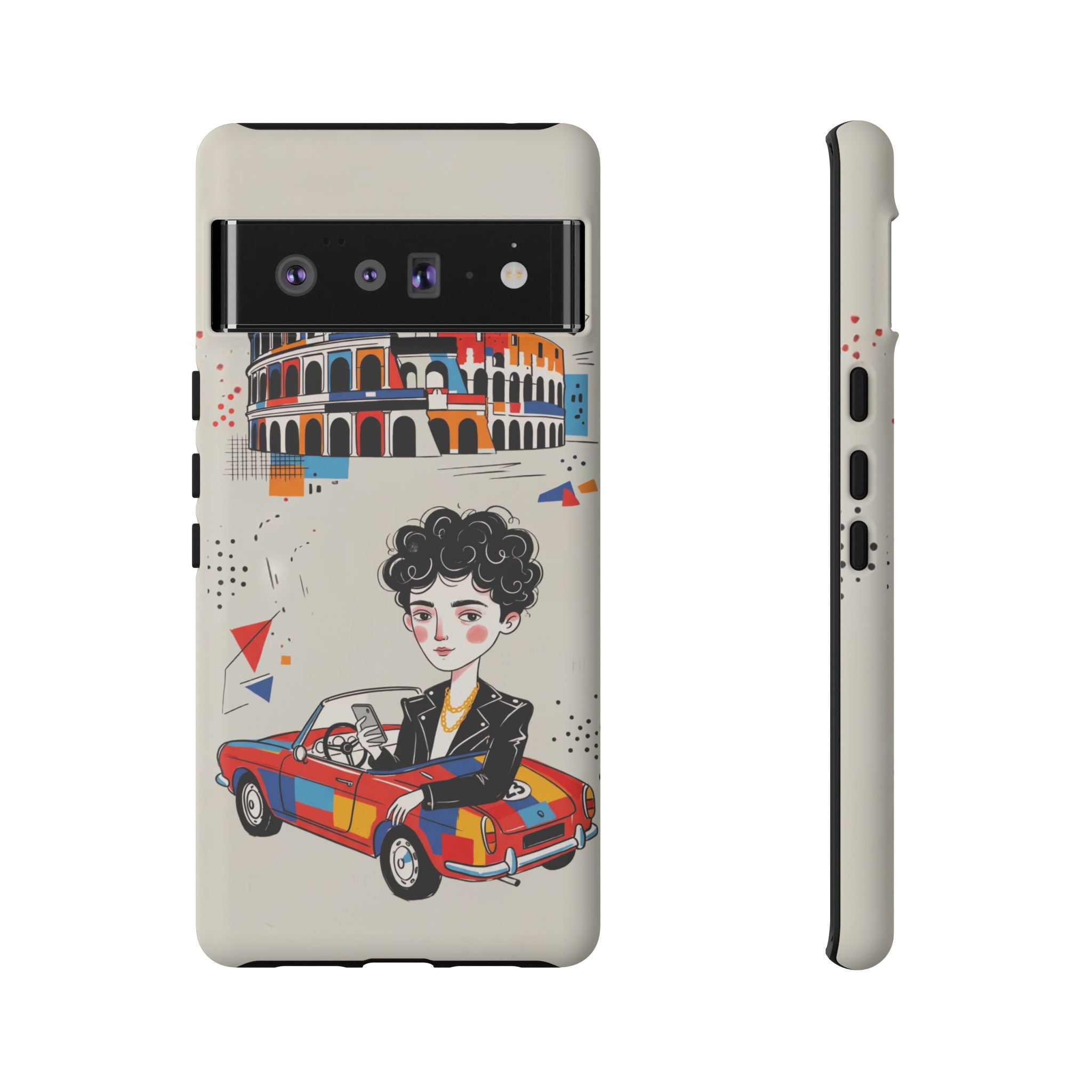 Retro Mille Miglia Car Illustration with Driver Google Pixel Phone Case