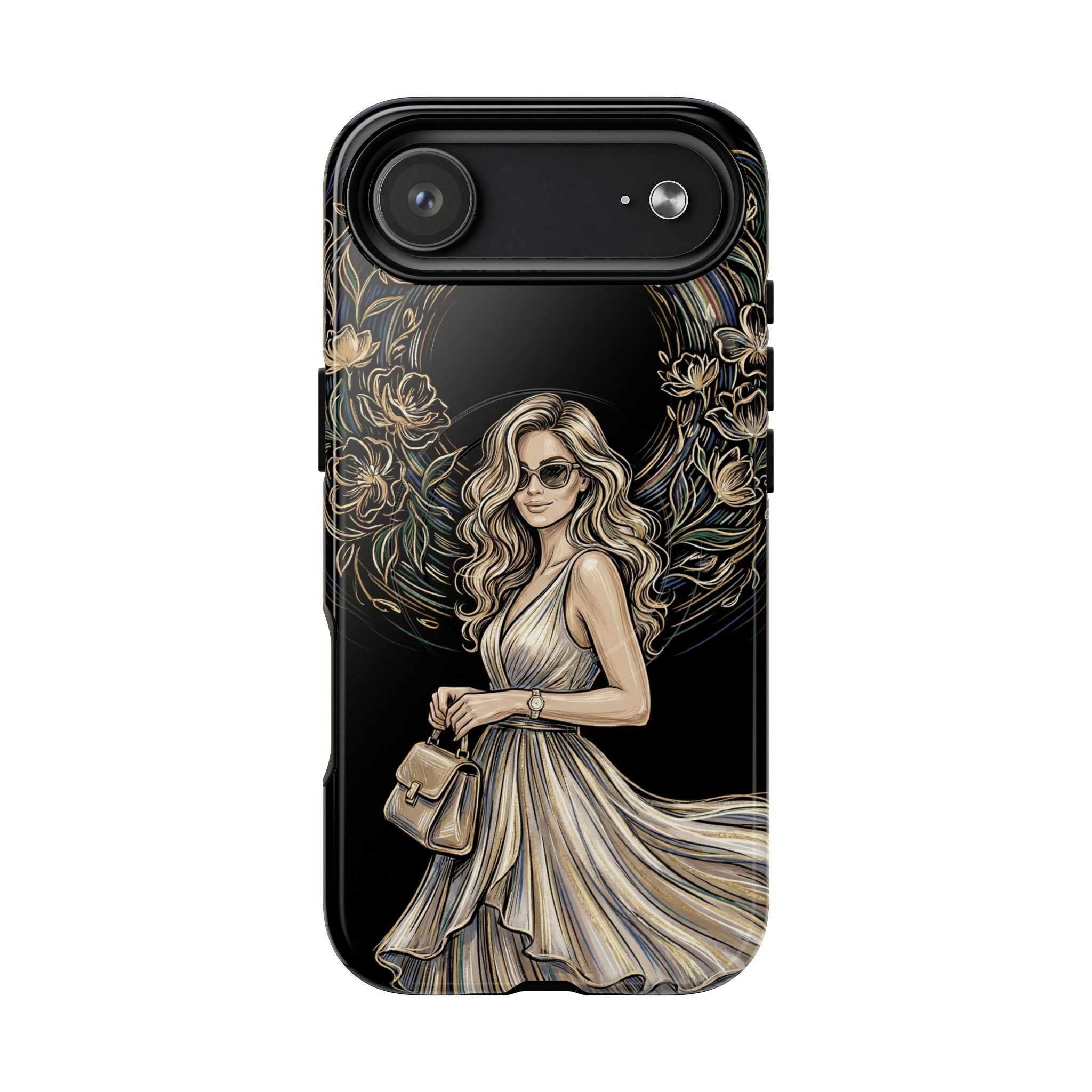 Stylish Woman Floral Wreath Tough MagSafe iPhone Case