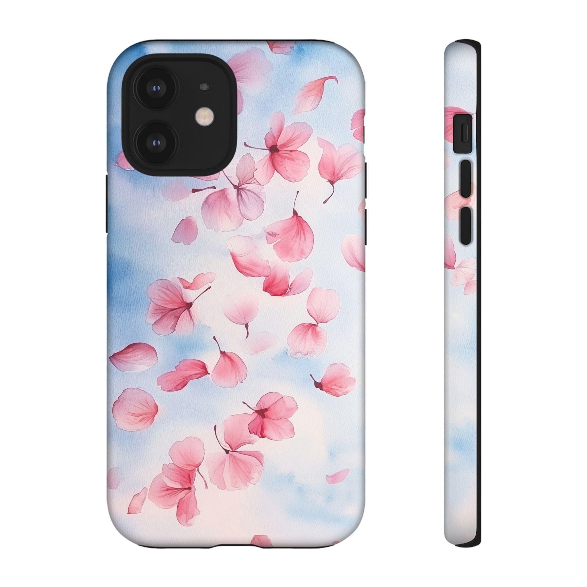 Floral Petal Tough iPhone Case | Pink Falling Blossoms