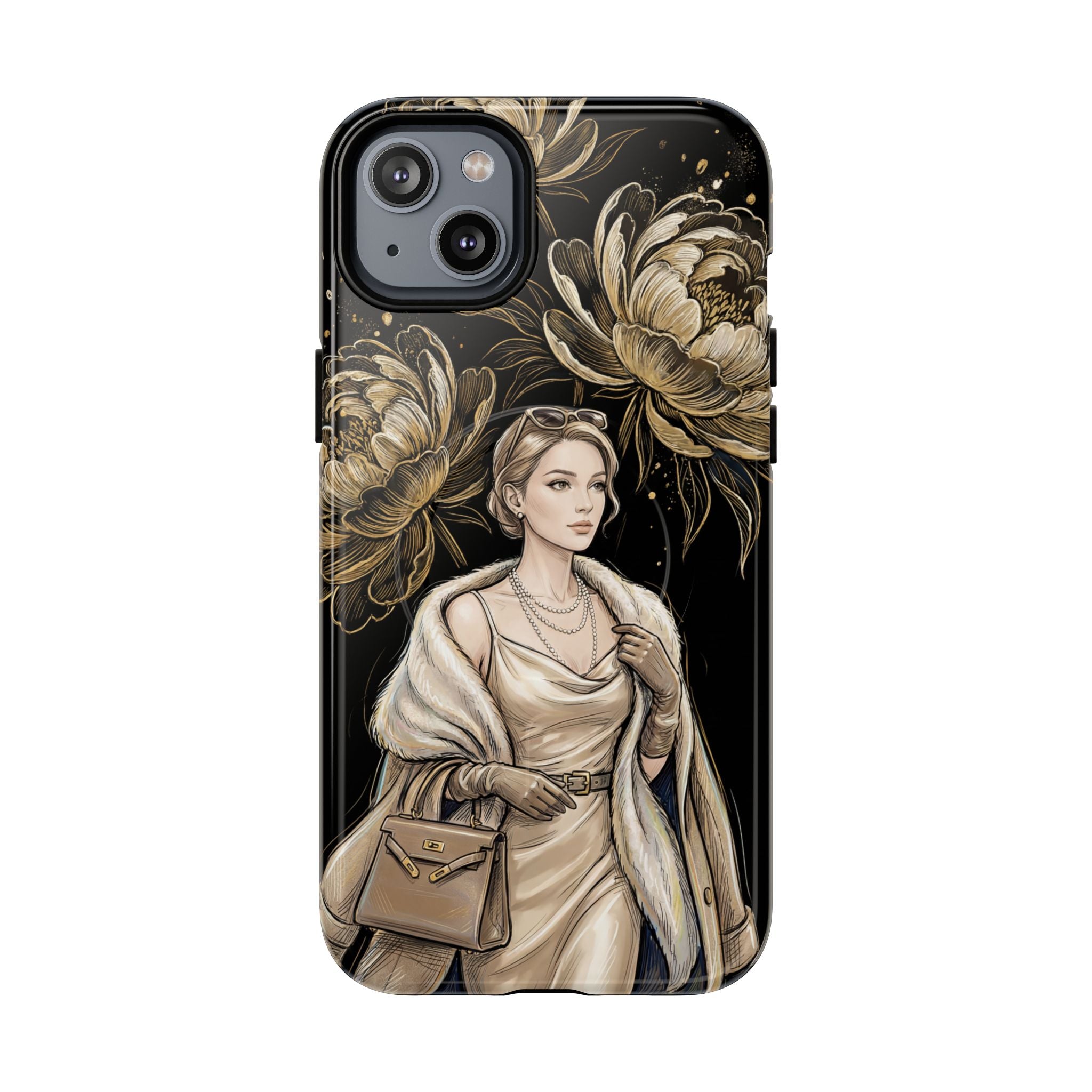 Elegant Vintage Lady Floral MagSafe iPhone Case | Chic Protective Cover for Women