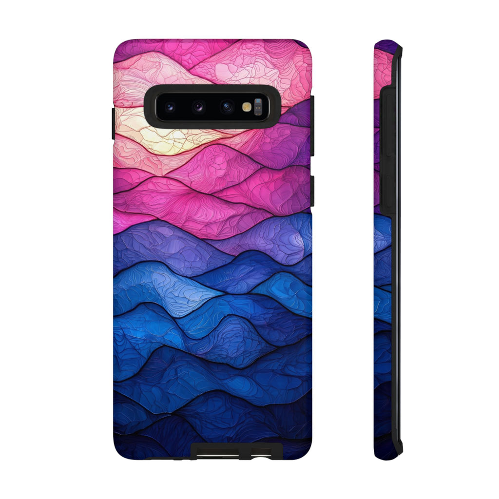 Custodia per Samsung Galaxy con onde astratte dell'oceano — Custodia resistente sfumata rosa e blu