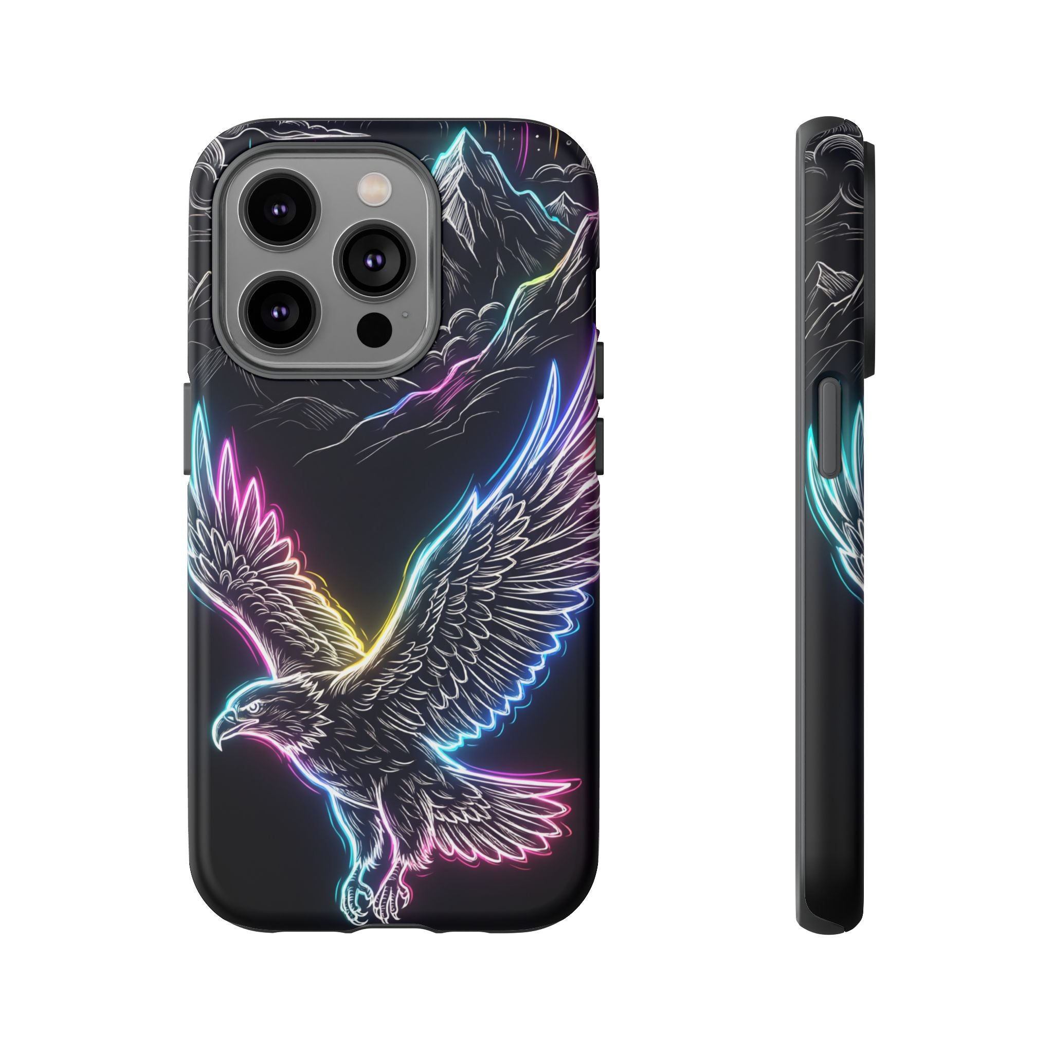Neon Eagle iPhone Case with Mountain Design