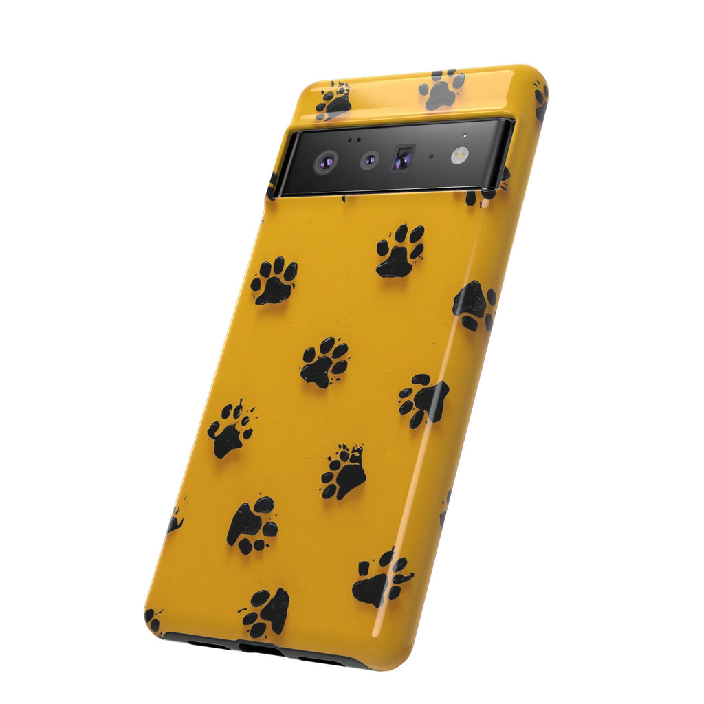 Yellow Paw Print Tough Google Pixel Case — Protective Dog & Cat Lover Cover