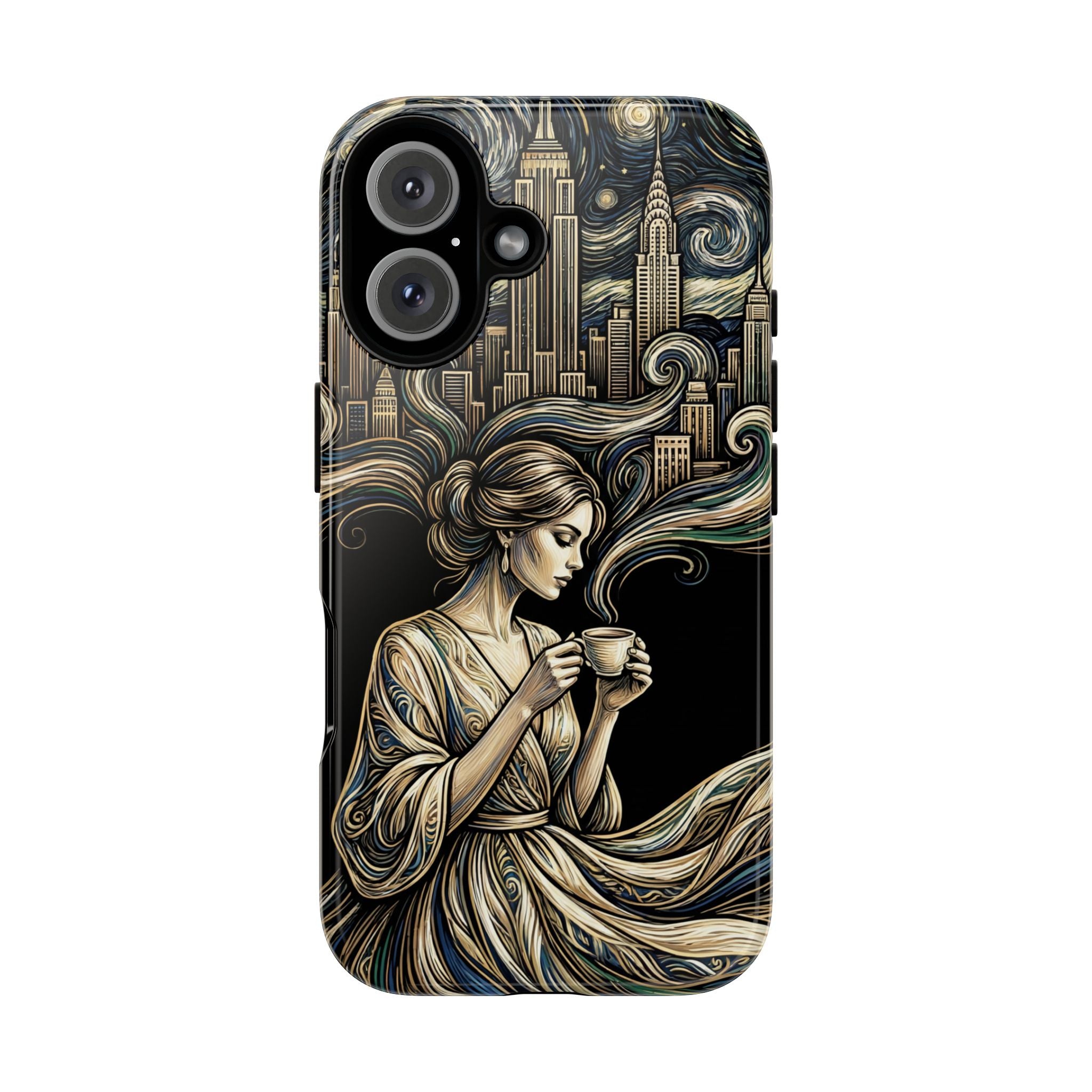 Vintage Cityscape Woman Tea Art iPhone Case